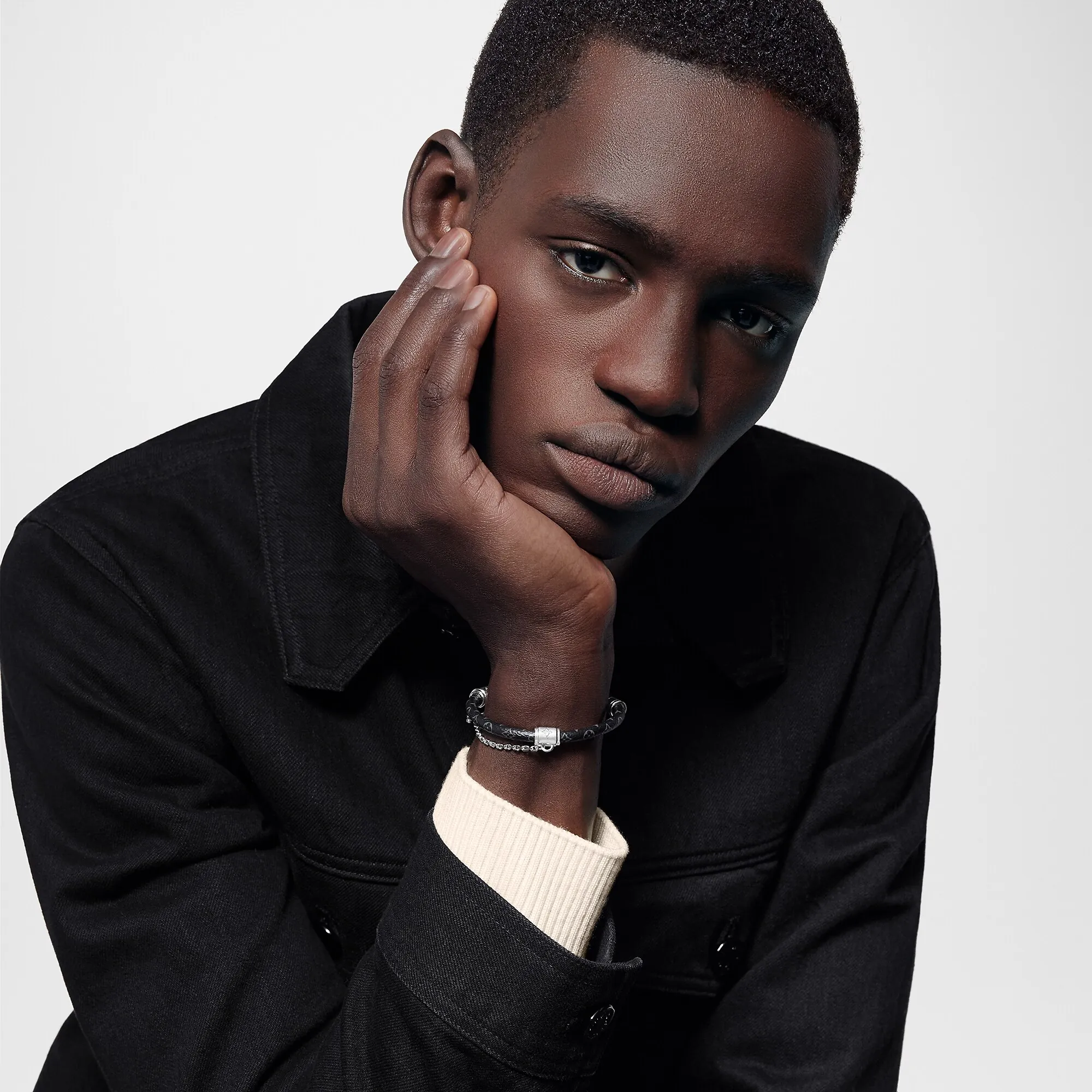 Louis Vuitton Chain It Bracelet Monogram Eclipse Canvas - Men - Fashion Jewelry M8573D Grey