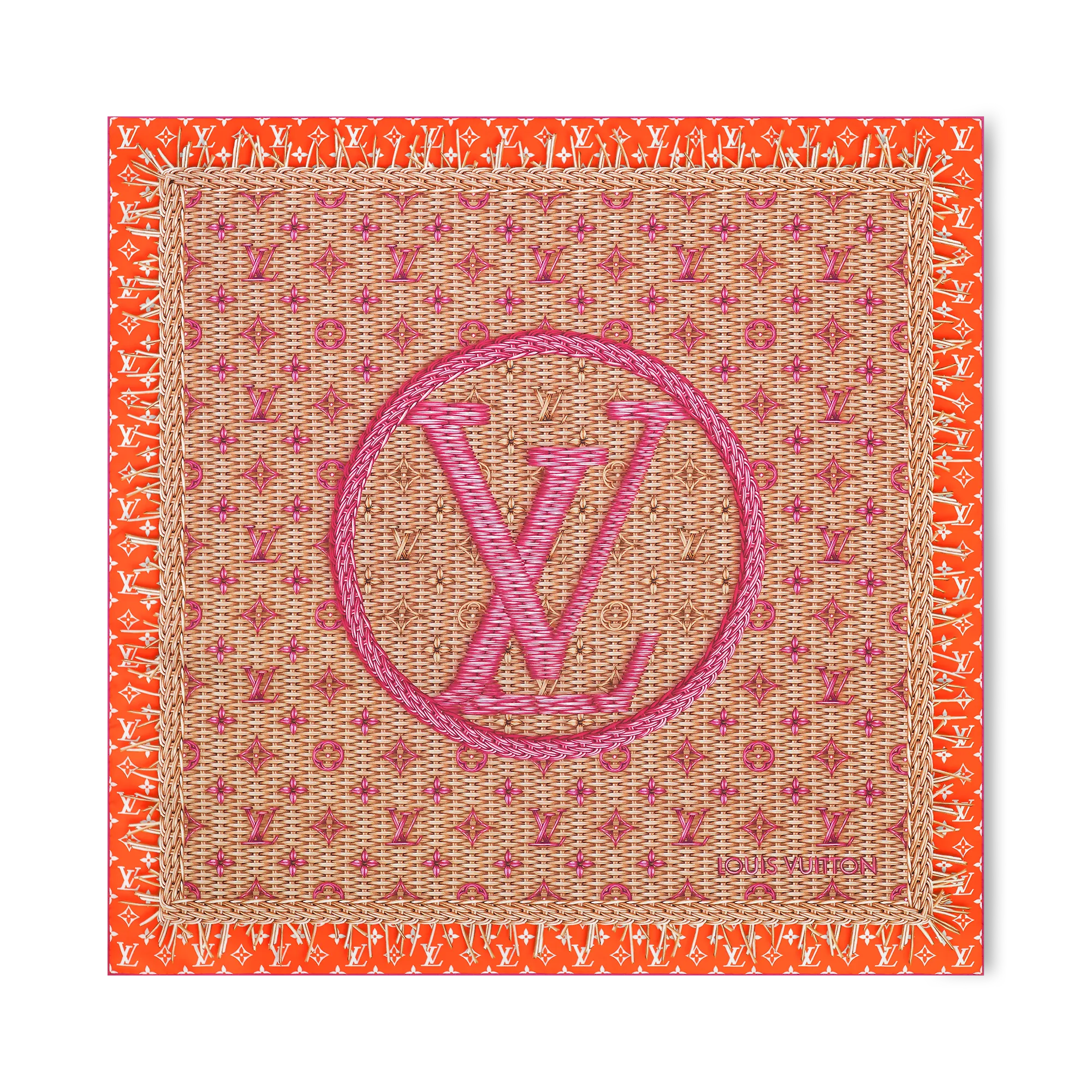 Louis Vuitton Monogram Rattan Square 90 S00 - Women - Accessories M90647 Orange