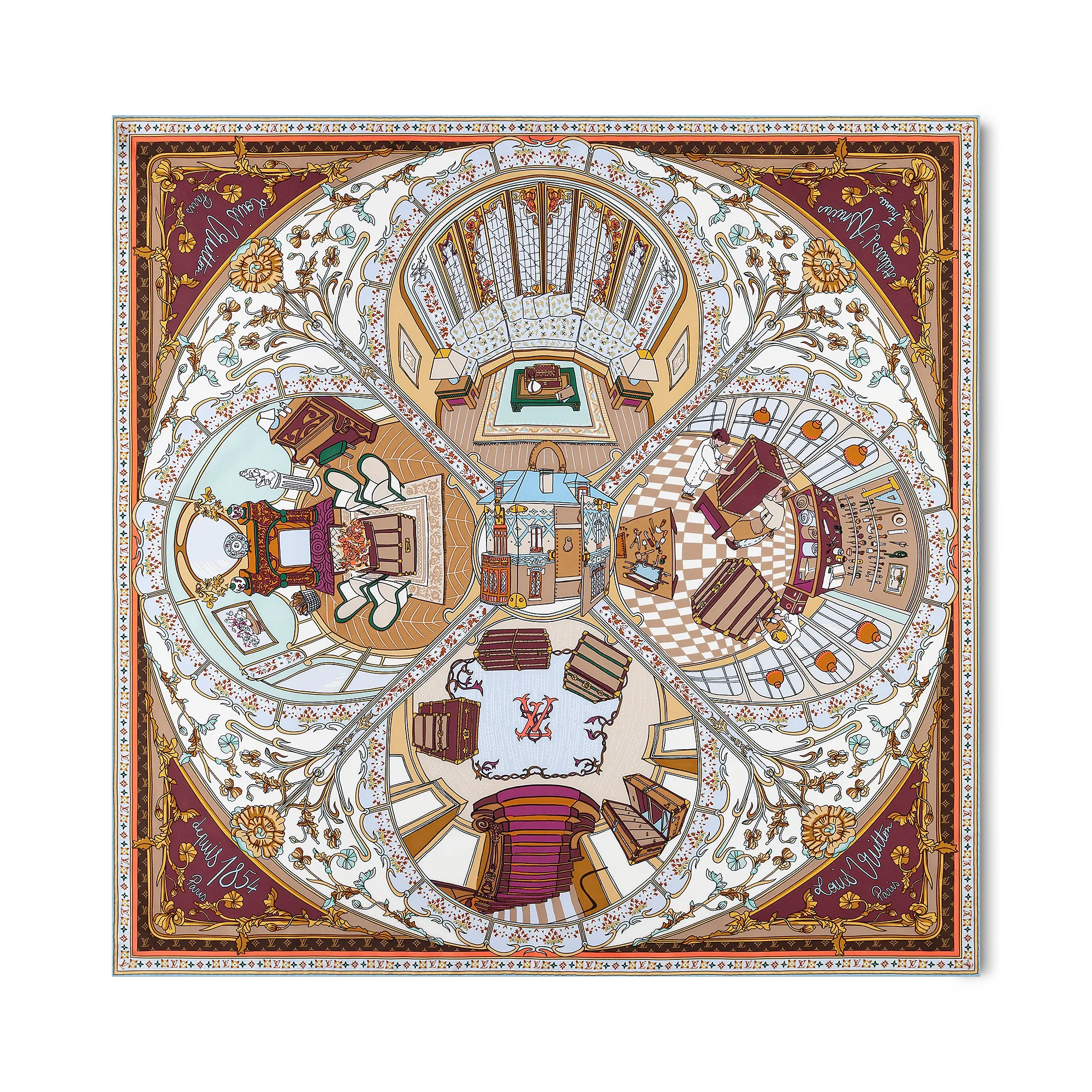 Louis Vuitton Maison De Famille Square 90 S00 - Women - Accessories M90766 Tan