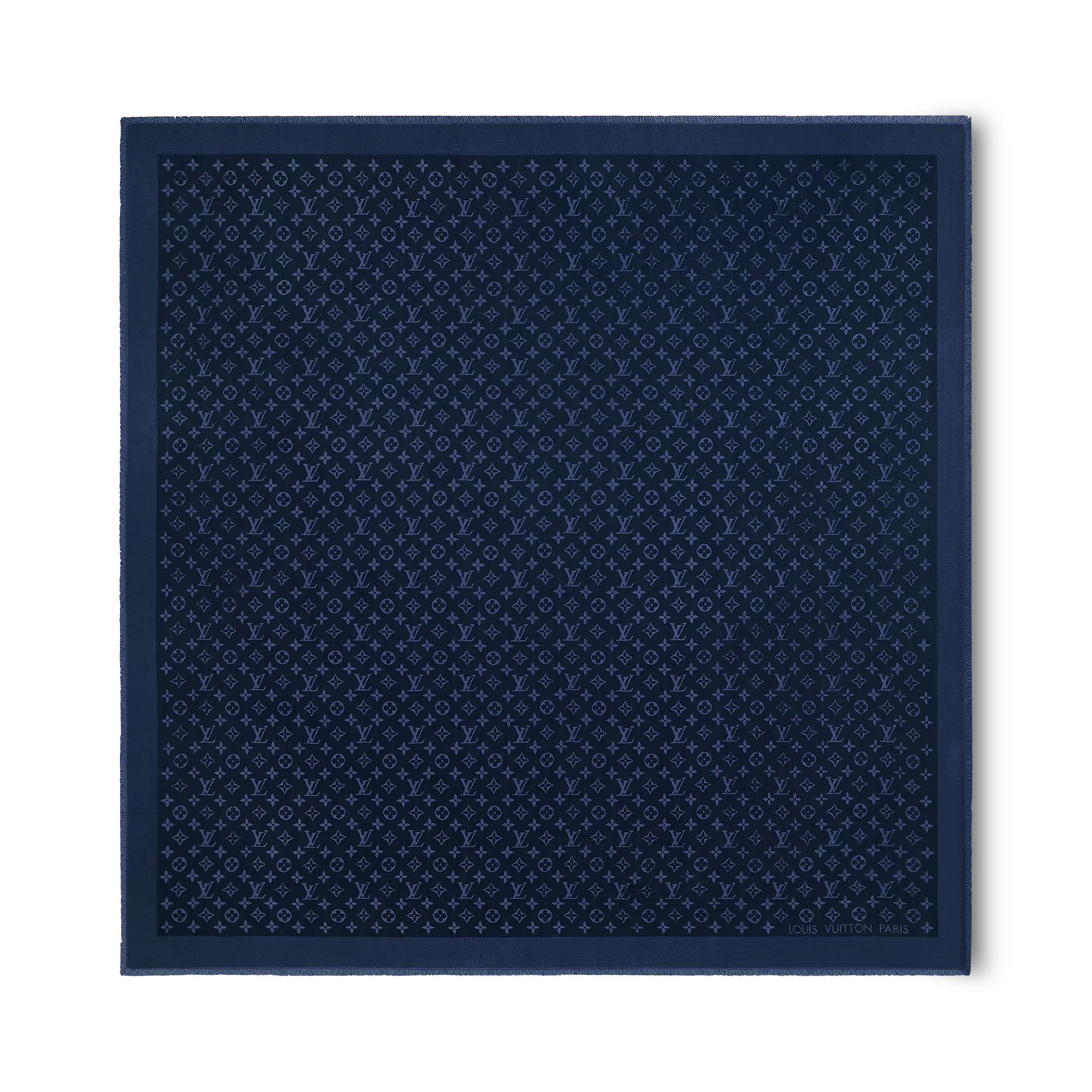 Louis Vuitton Monogram Blanket Shawl - Oversized Square Black Scarf M92498 Bleu Marine