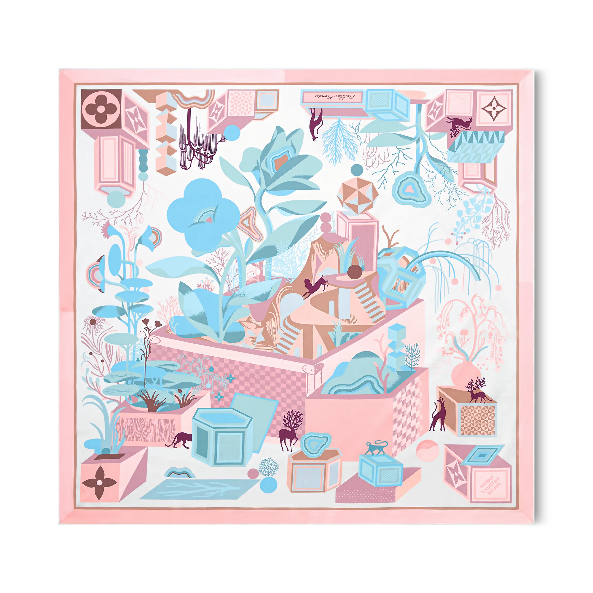 Louis Vuitton Malles Monde Square 90 S00 - Women - Accessories M94814 Light Pink