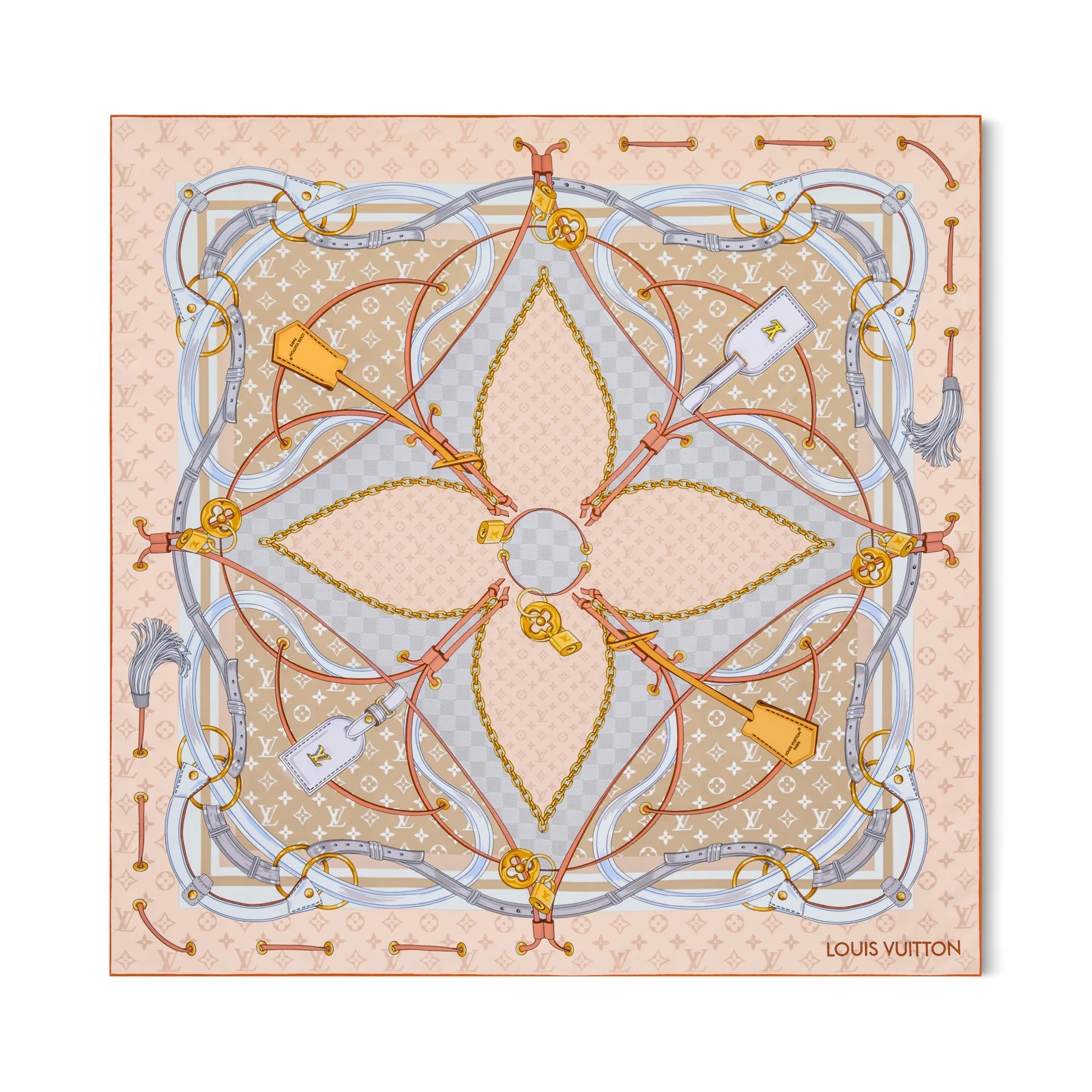 Louis Vuitton Flower And Straps Square 90 Silk - Women - Accessories M96124 Beige