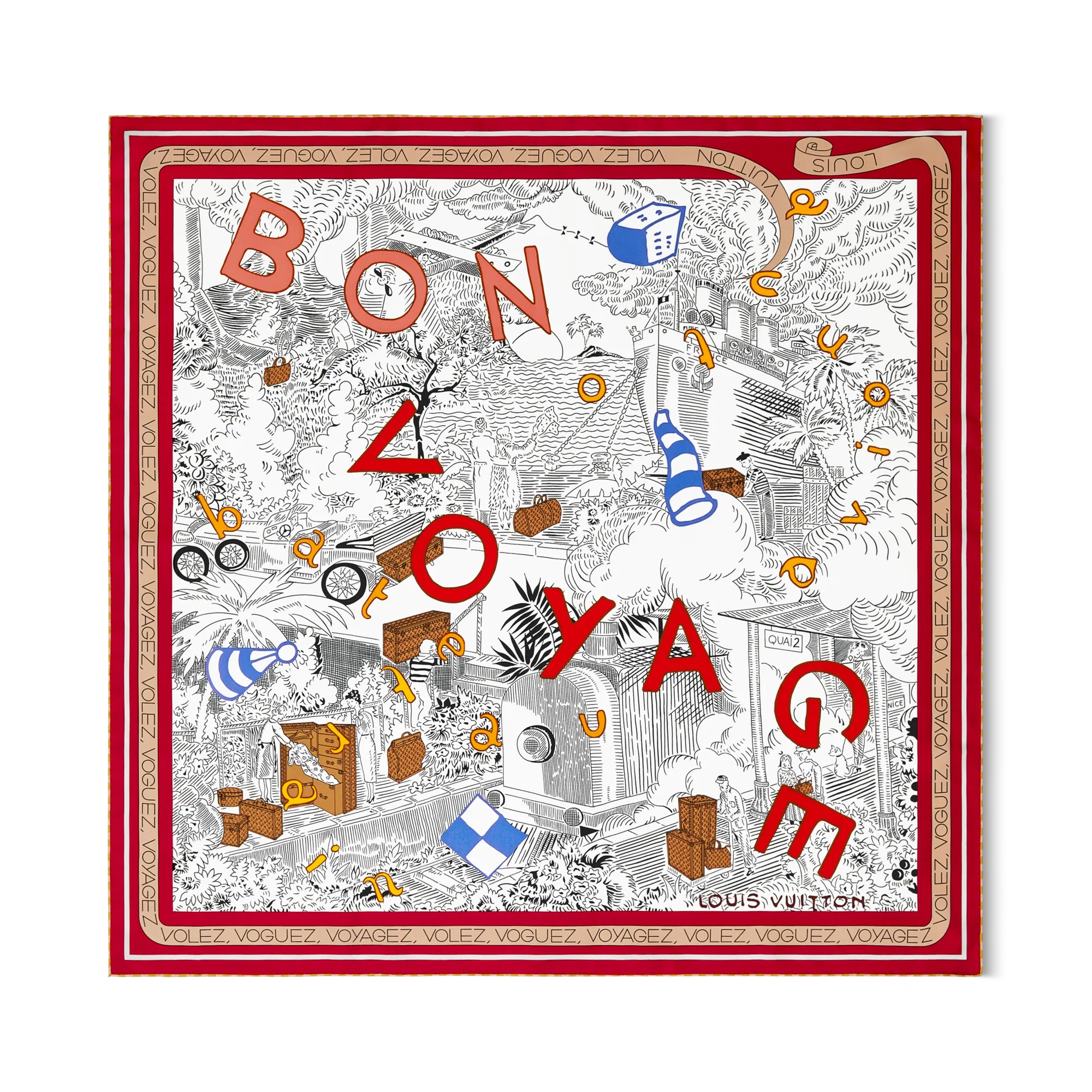 Louis Vuitton Bon Voyage Square 90 Silk - Women - Accessories M96460 Red