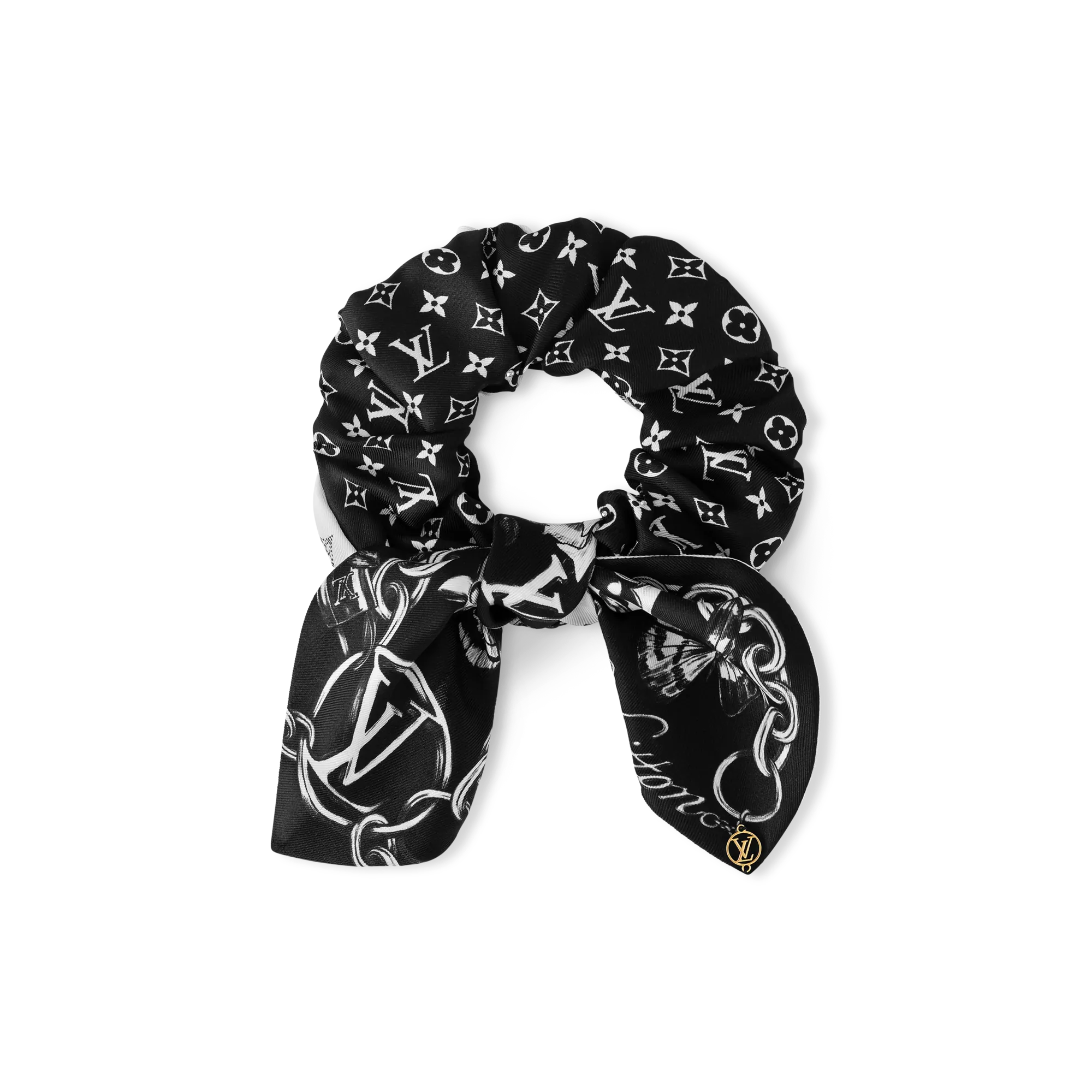 Louis Vuitton Blooming Monogram Scrunchy Silk - Women - Accessories M96662 Black Louis Vuitton Blooming Monogram Scrunchy Silk - Women - Accessories M96662 Black