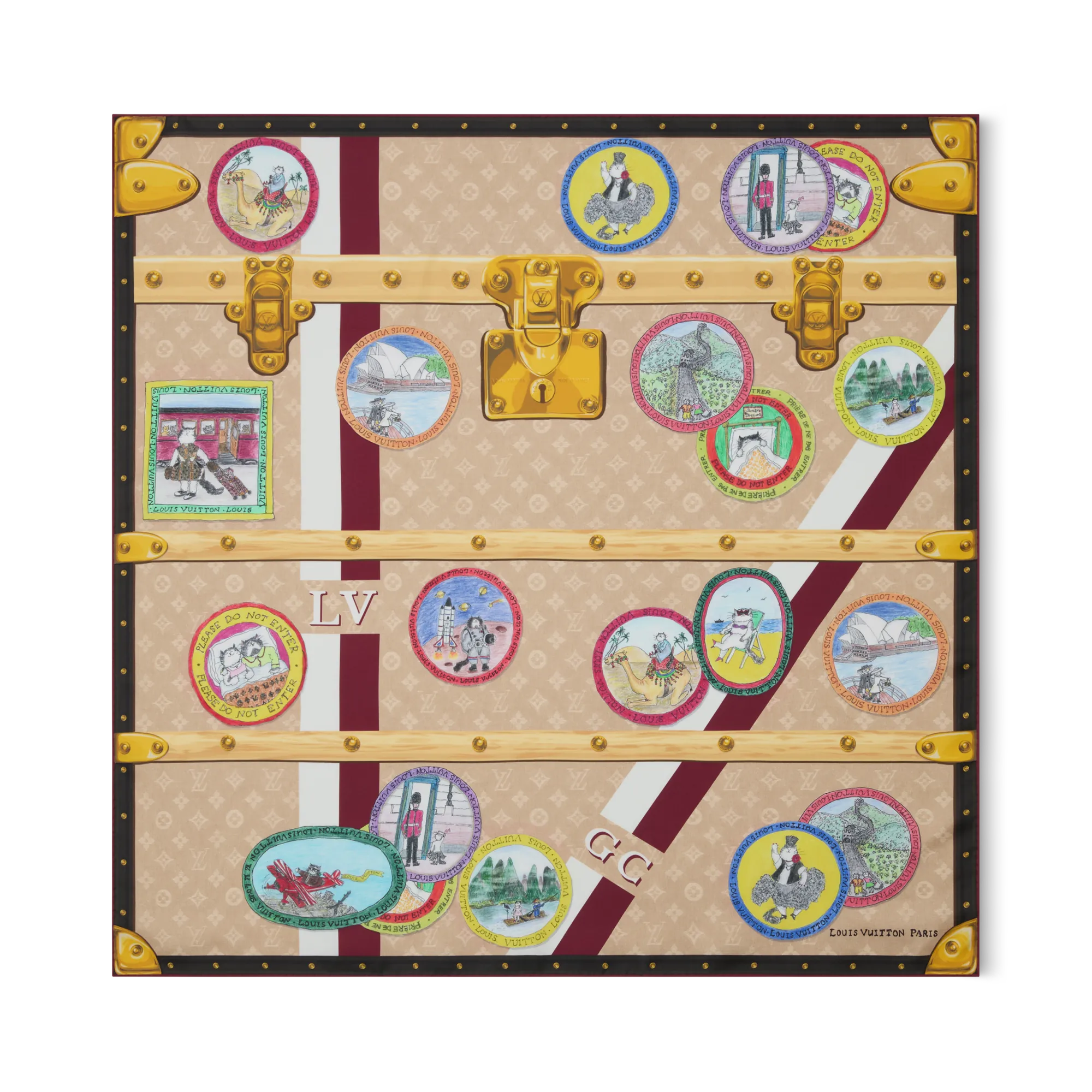 Louis Vuitton My LV Trunk Square 90 Silk - Women - Accessories M96693 Beige