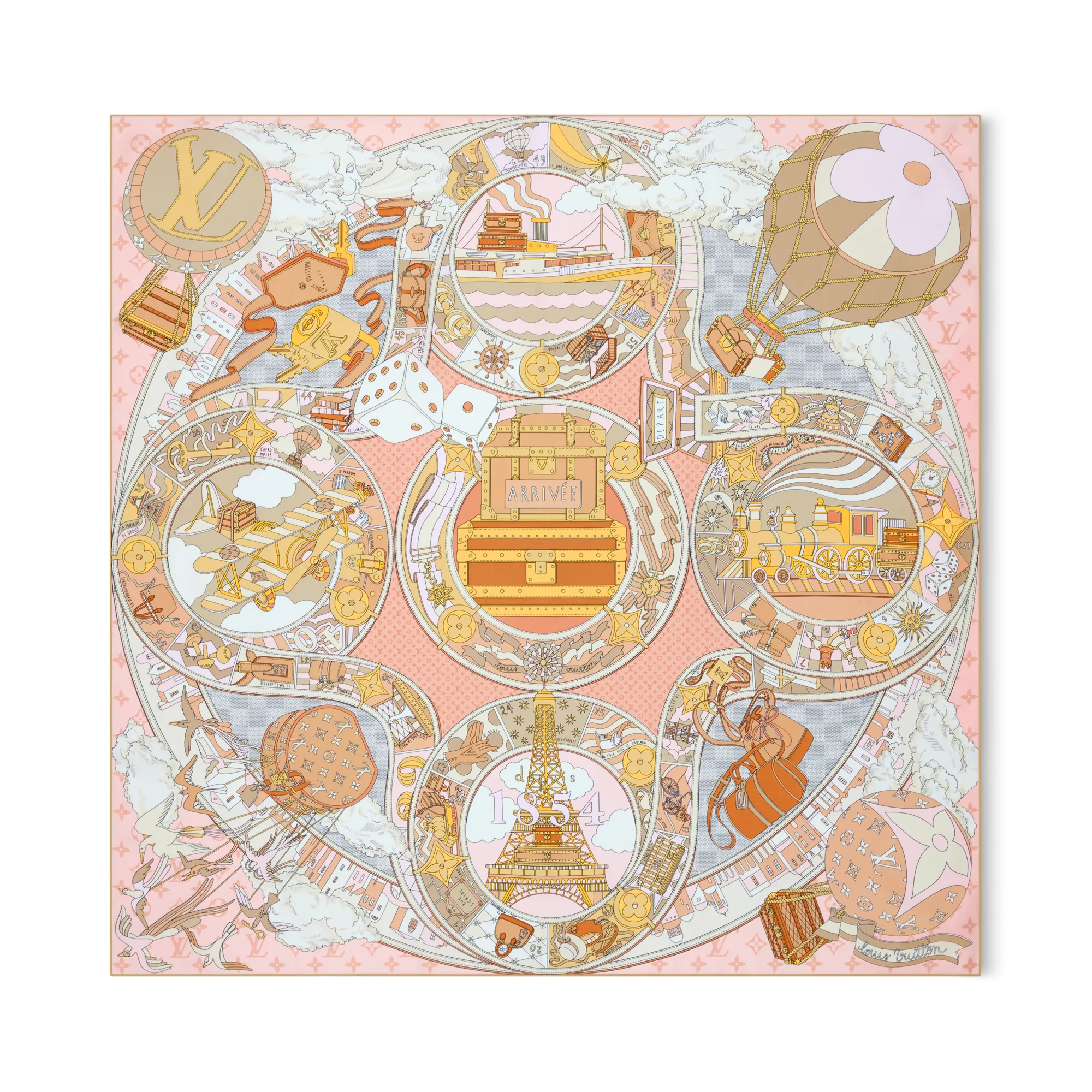 Louis Vuitton LV Journey Square 90 Silk - Women - Accessories M96719 Light Pink