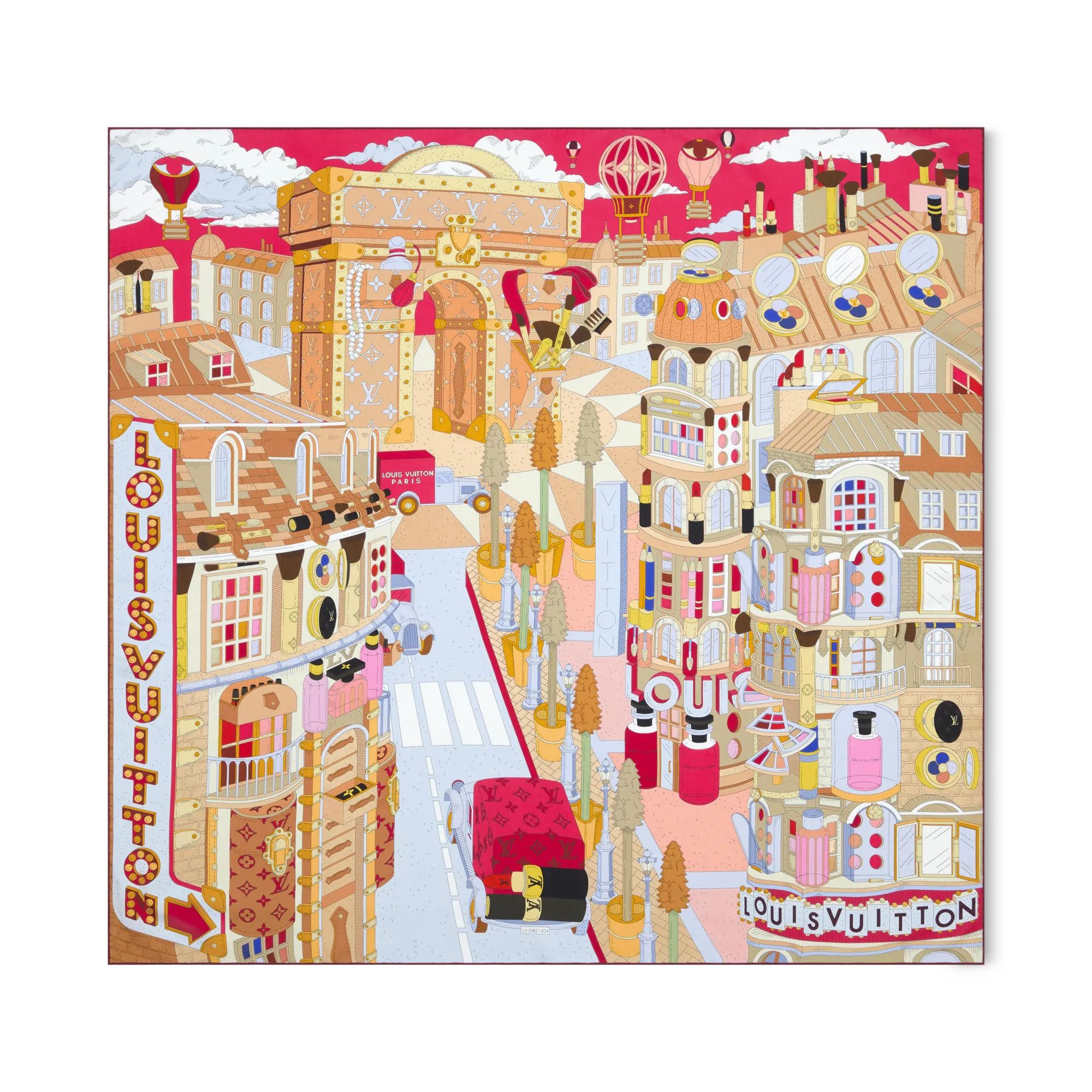 Louis Vuitton Paris En Beaute Square 90 Silk - Women - Accessories M96968 Pink