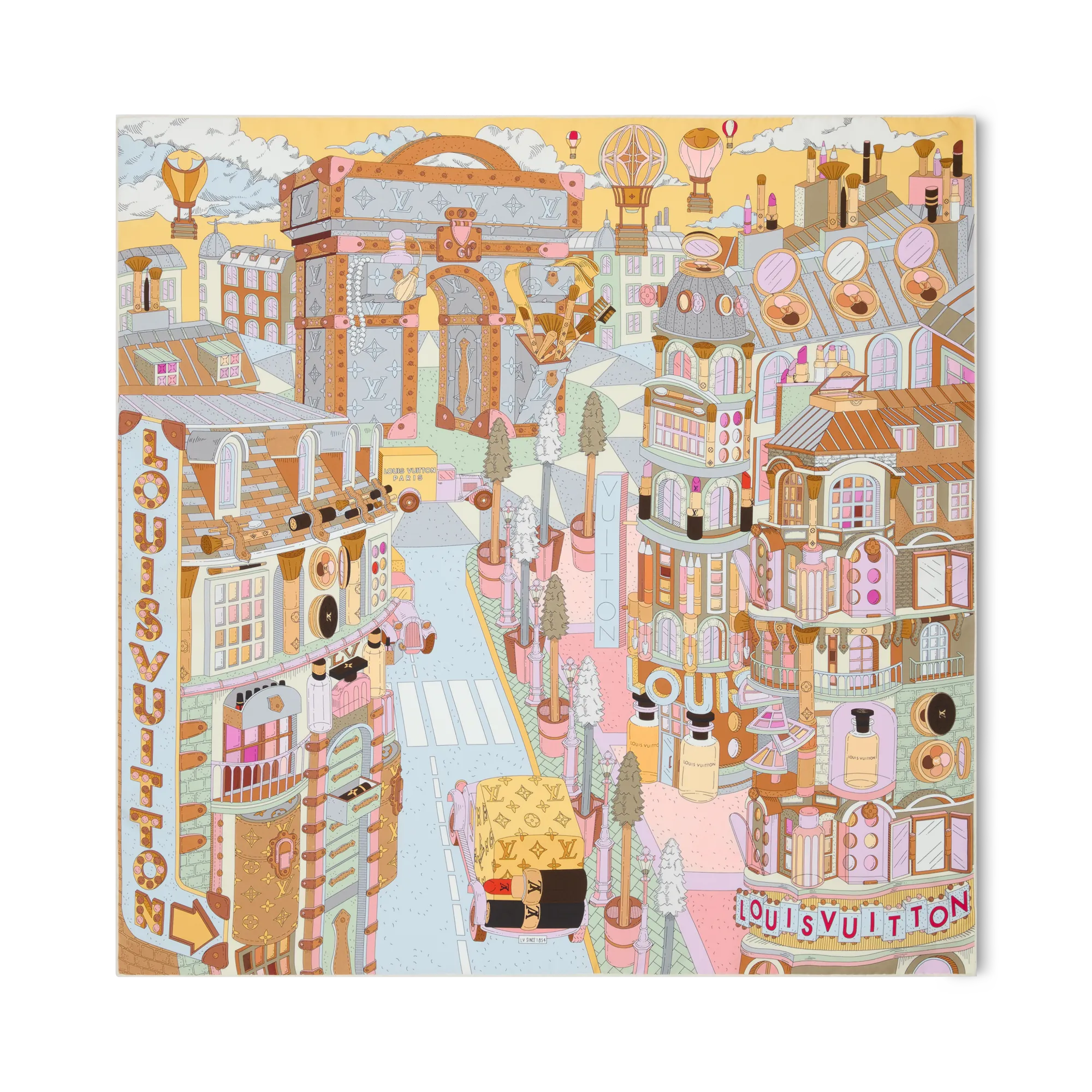 Louis Vuitton Paris En Beaute Square 90 Silk - Women - Accessories M97623 Yellow