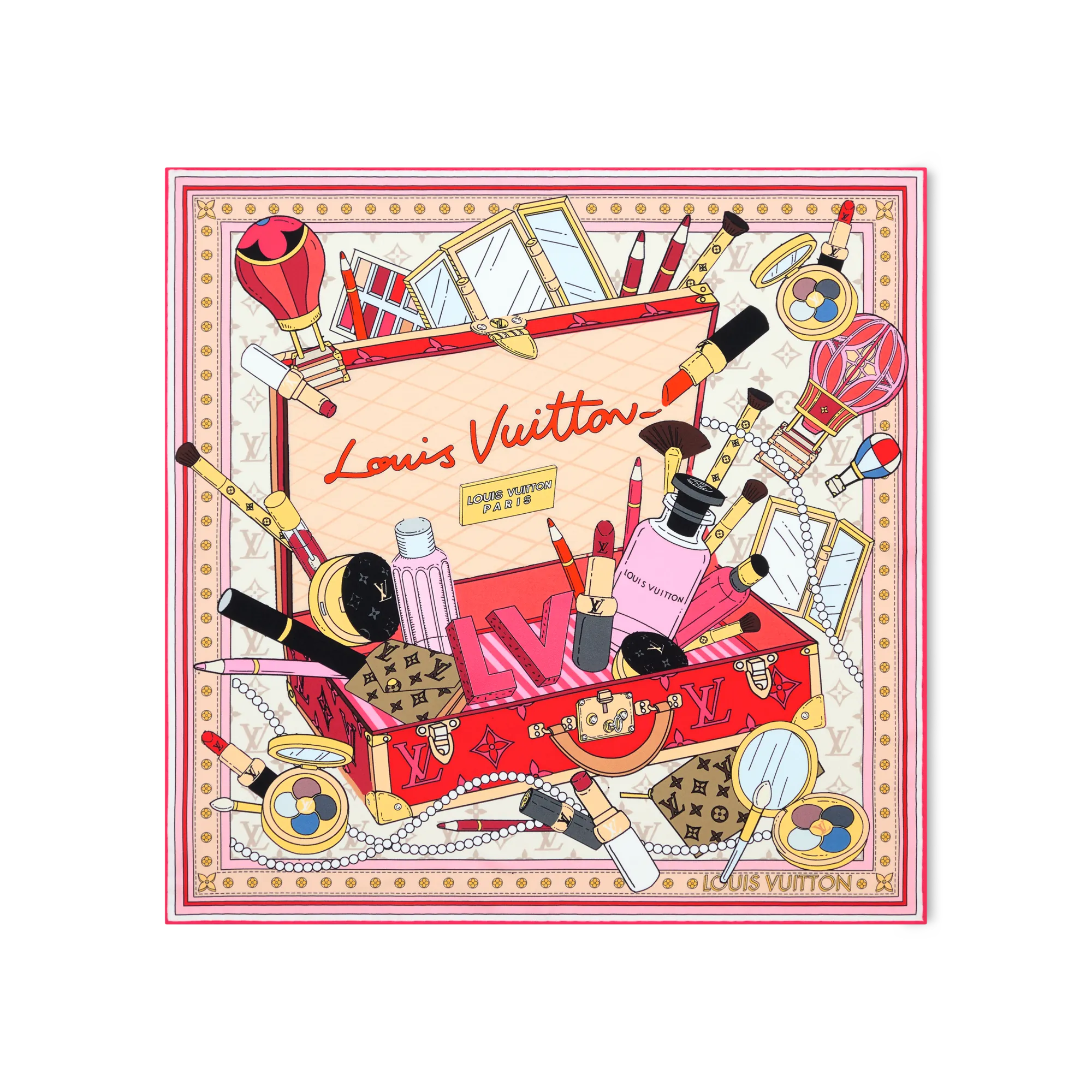 Louis Vuitton Paris En Beaute Square 55 Silk - Women - Accessories M97815 Pink