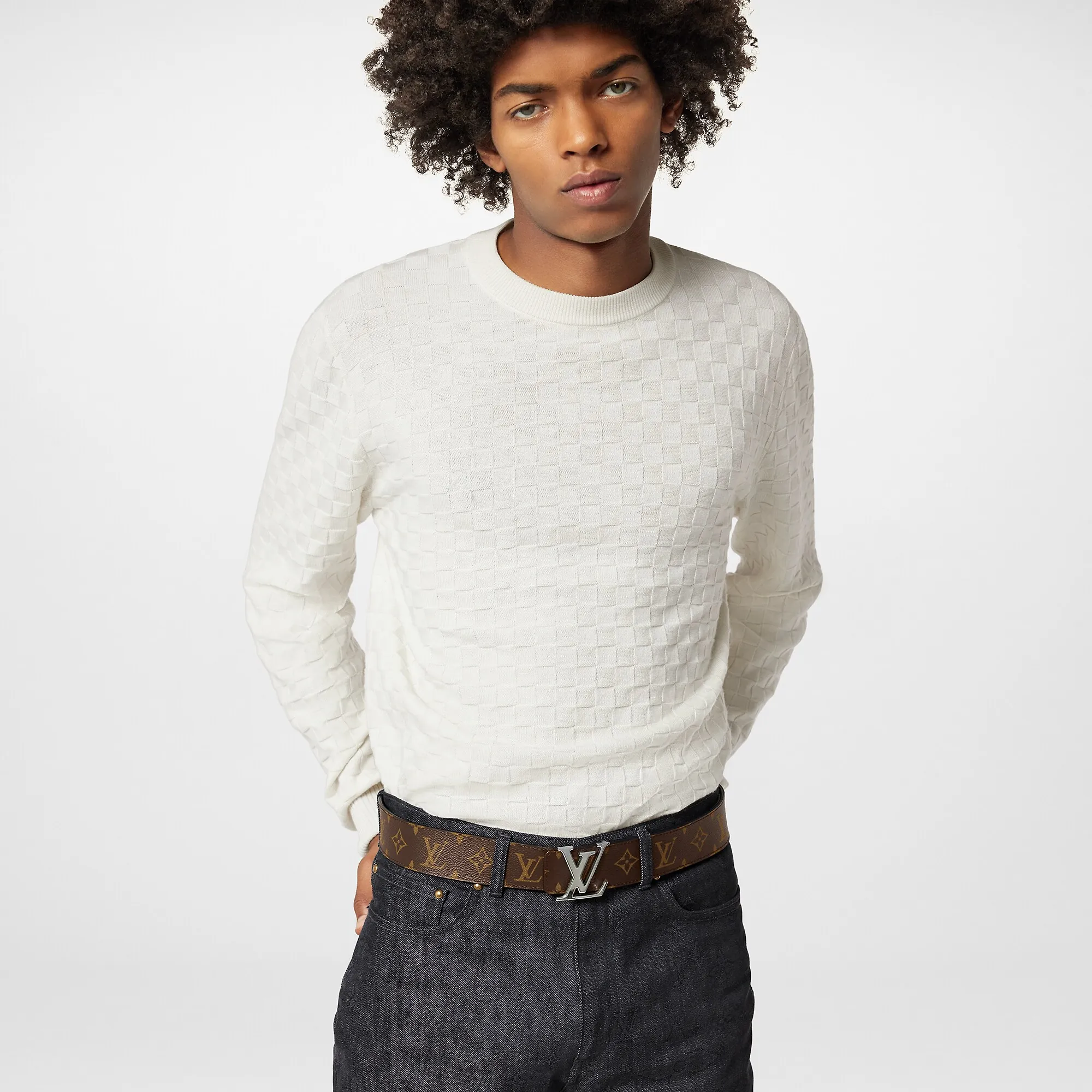 Louis Vuitton LV Initiales 40MM Reversible Monogram Macassar Canvas - Men - Accessories M9821T