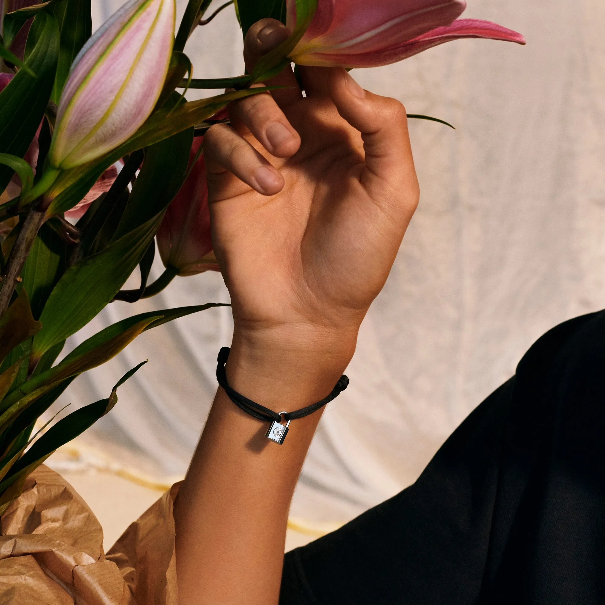 Louis Vuitton Silver Lockit X Doudou Louis Bracelet, Recycled SiLVer And Organic Cotton Cord - Jewelry - Categories Q05173 Black