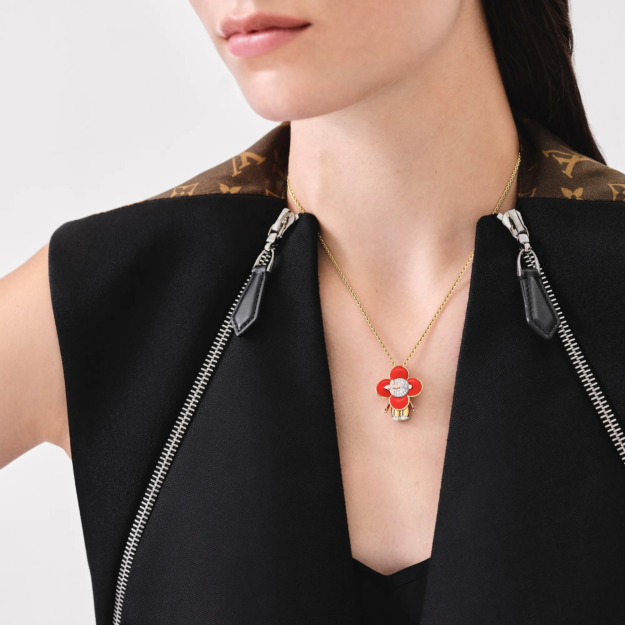 Louis Vuitton Vivienne pendant, 3 golds, red lacquer & diamonds - Jewelry - Categories Q93801
