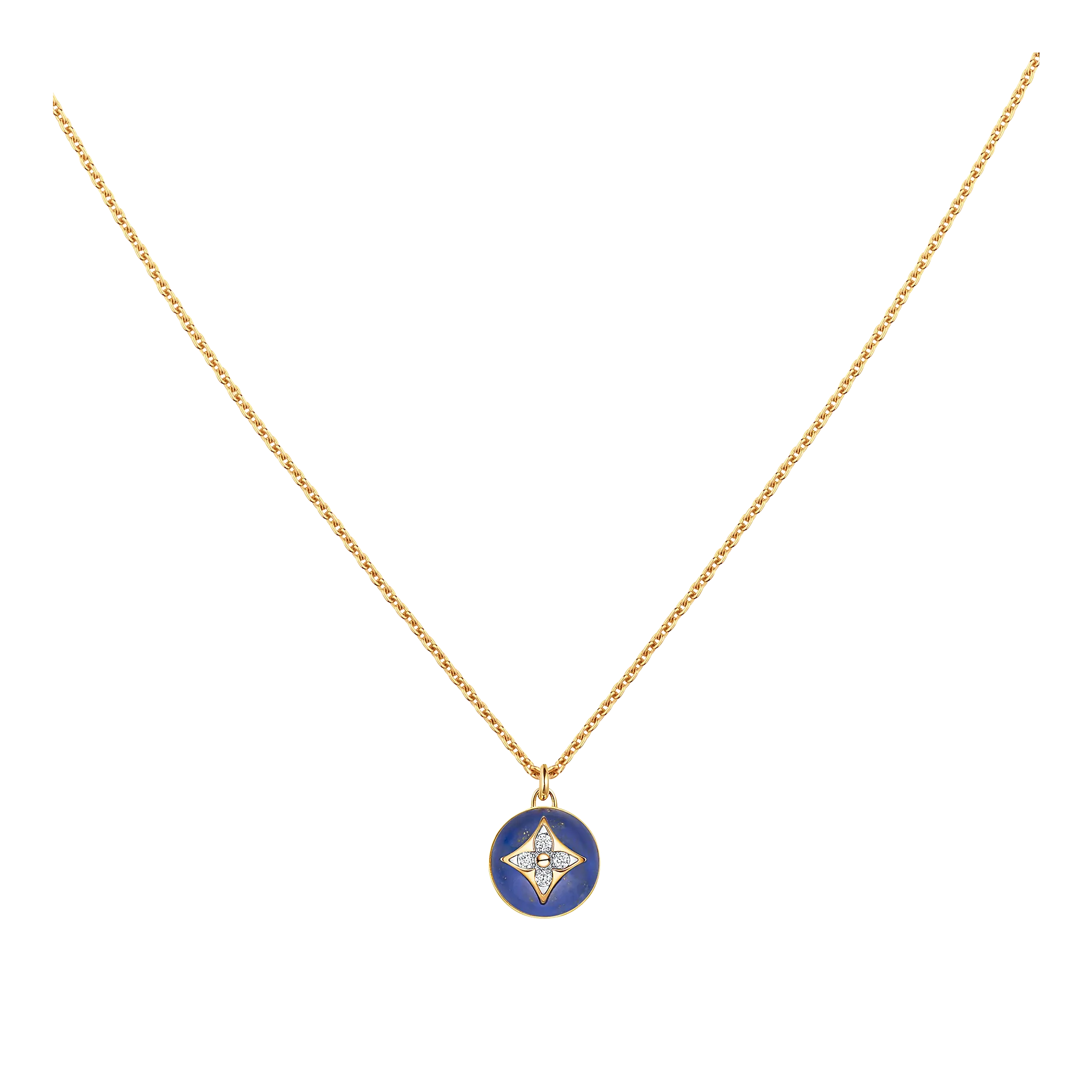Louis Vuitton B Blossom Pendant, Yellow Gold, Lapis Lazuli and Diamonds - Jewelry - Collections Q93814