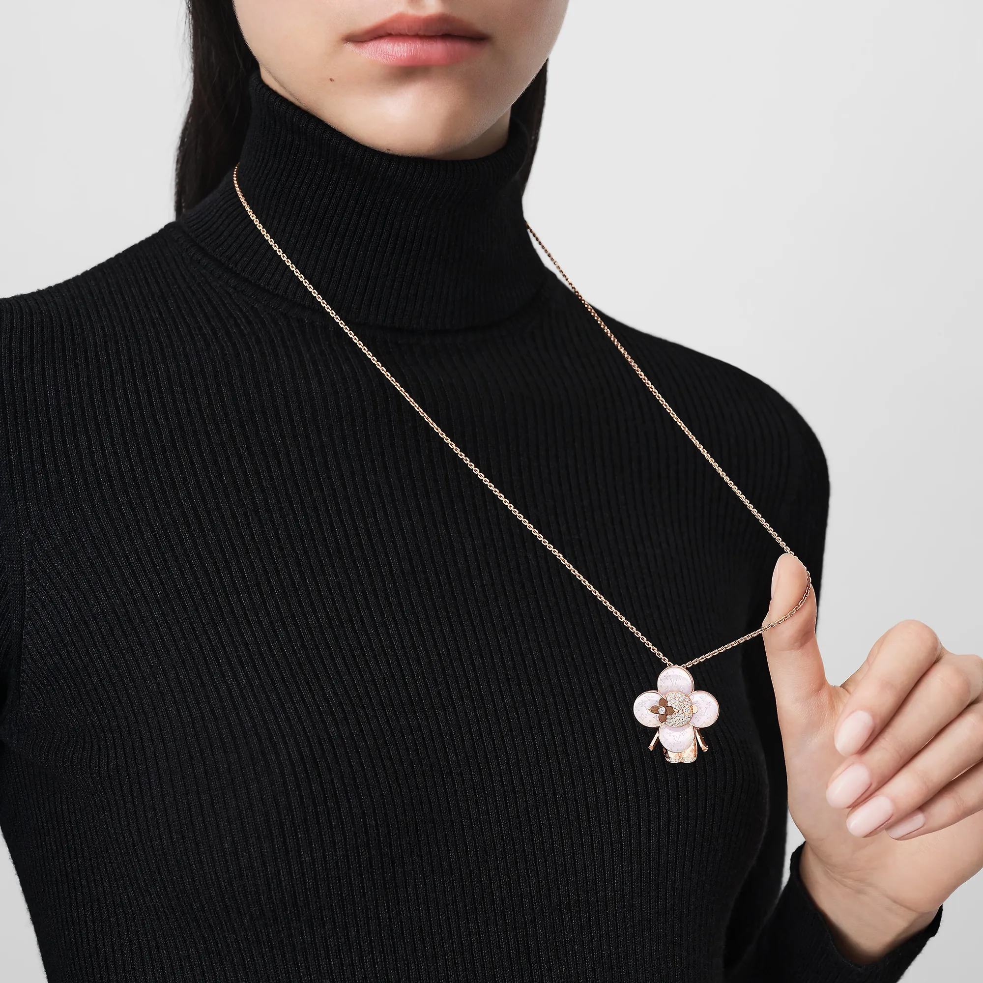 Louis Vuitton Vivienne Monogram Pendant, Pink Gold, Mother-Of-Pearl, Wood & Diamonds - Jewelry - Categories Q93842