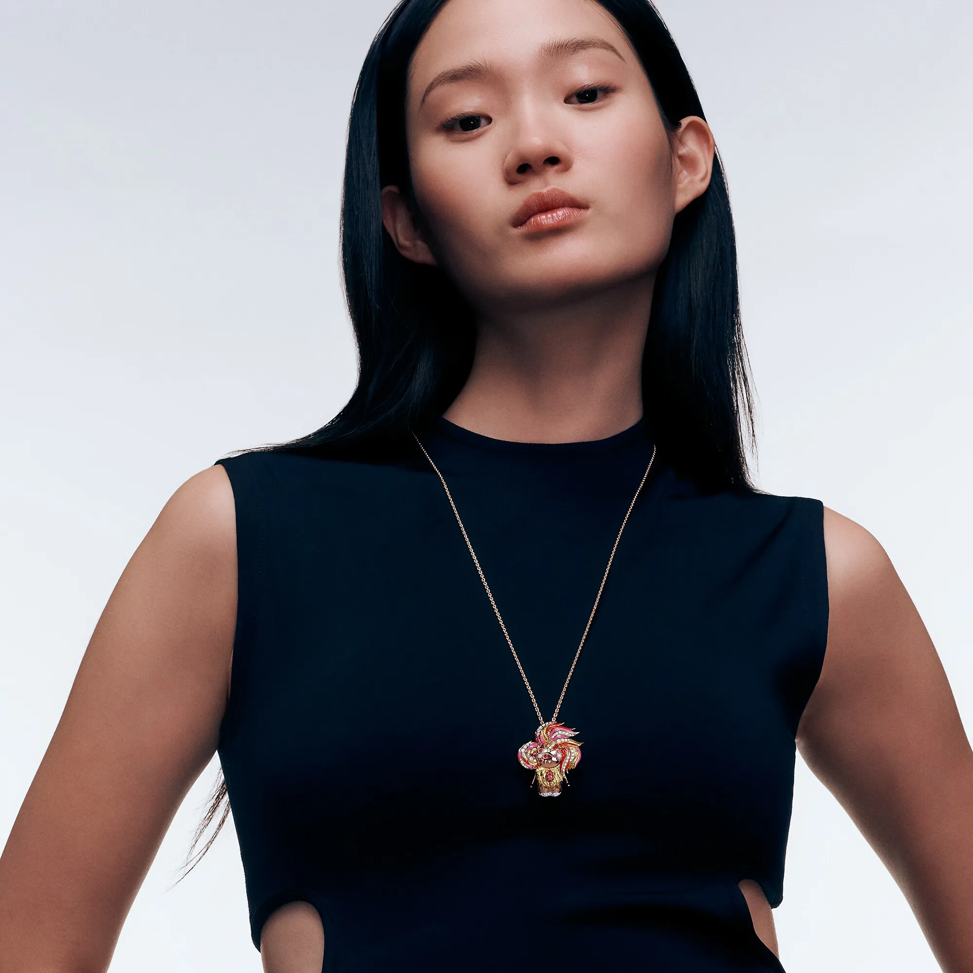 Louis Vuitton Vivienne Rooster Pendant, 3 Golds, Lacquer, Diamonds & Colored Gemstones - Les Extraordinaires - Jewelry Q93981