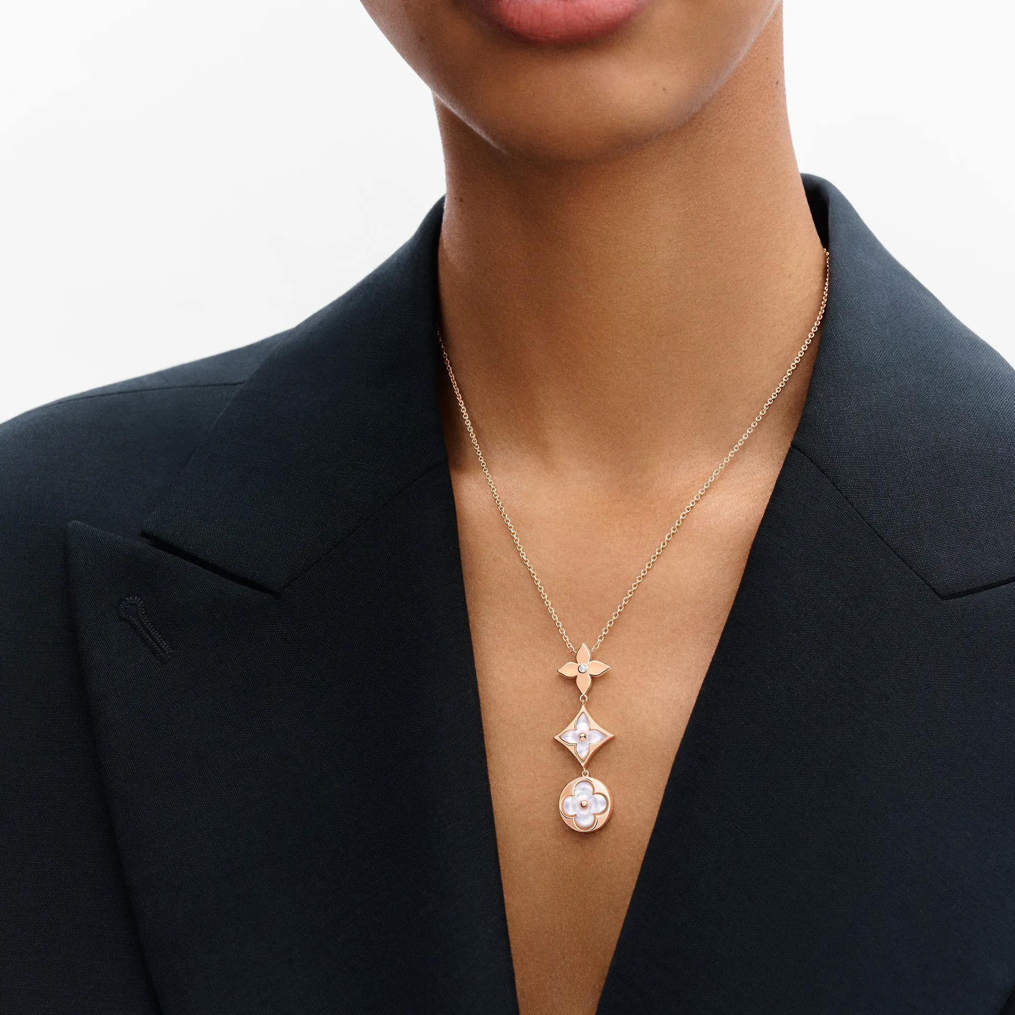 Louis Vuitton Color Blossom lariat necklace, pink gold, white mother-of-pearl and diamond - Jewelry - Categories Q94262