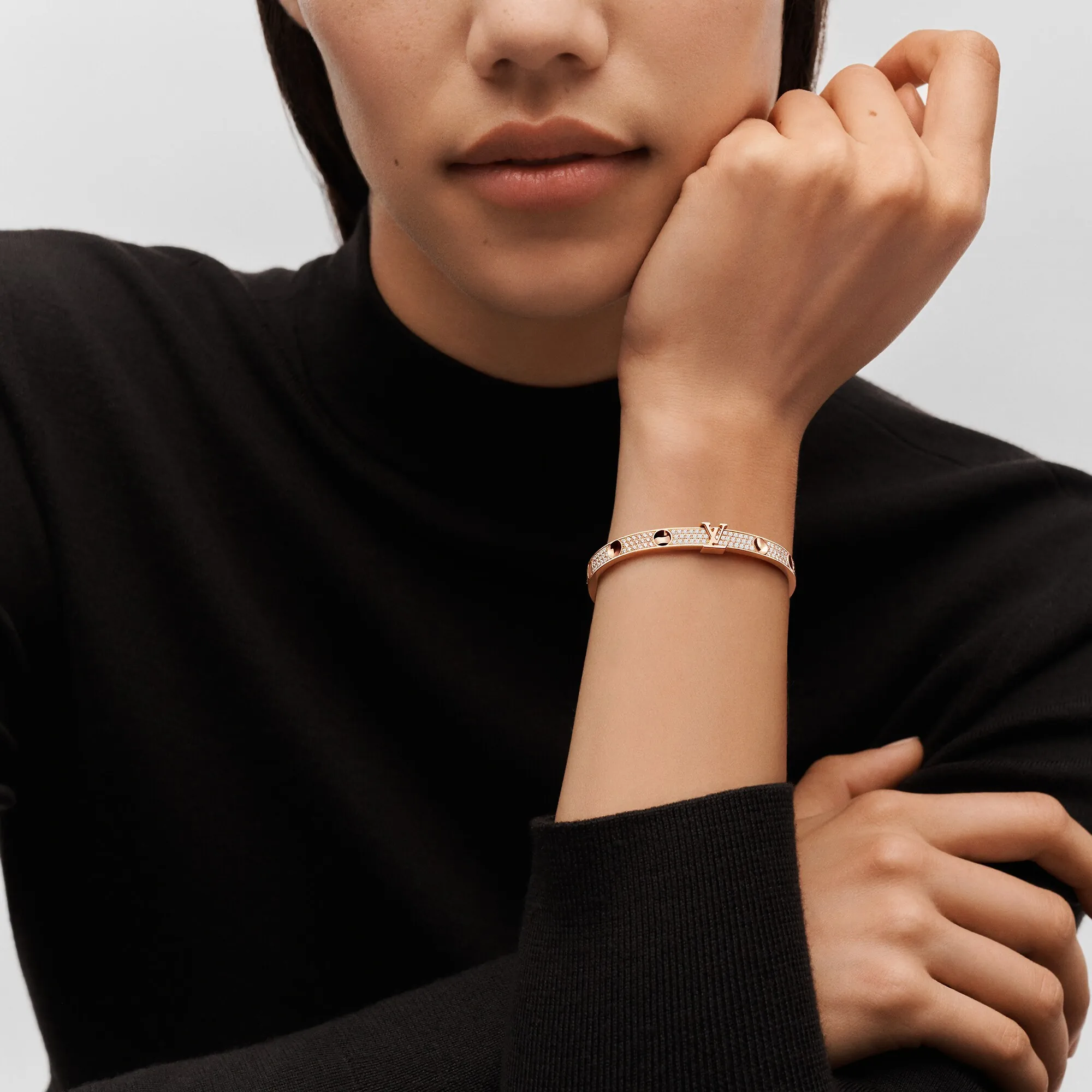 Louis Vuitton Empreinte Bangle, Pink Gold And Pave Diamonds - Jewelry - Categories Q95793