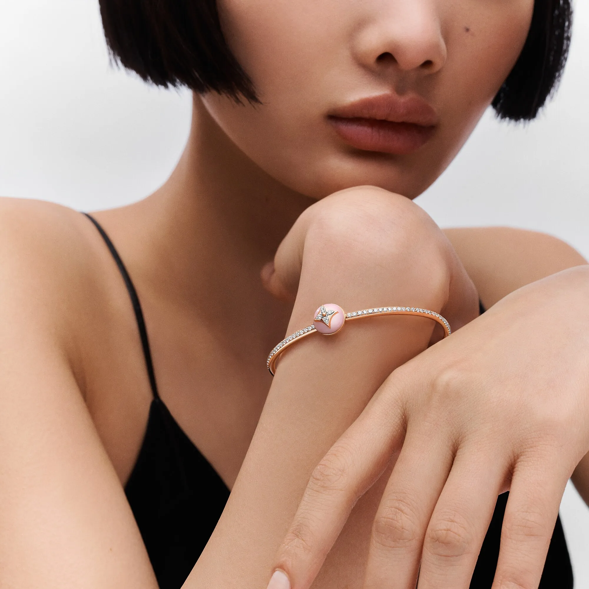 Louis Vuitton Color Blossom Open Bangle, Pink Gold, White Gold, Pink Opal And Diamonds - Jewelry - Categories Q95889