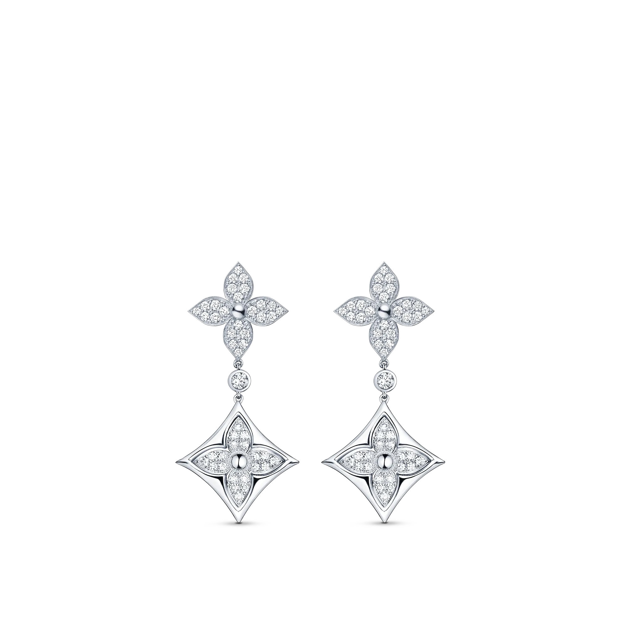 Louis Vuitton Color Blossom Long Earrings, White Gold And Diamonds - Jewelry - Categories Q96501