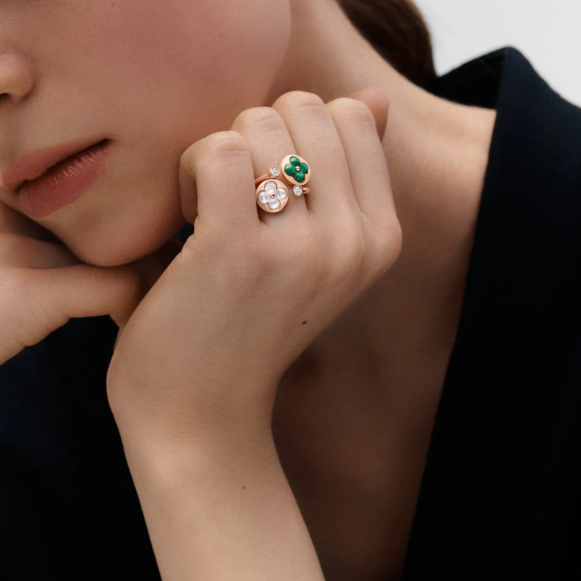 Louis Vuitton Color Blossom Mini Sun Ring, Pink Gold, Malachite And Diamond - Jewelry - Categories Q9N08F