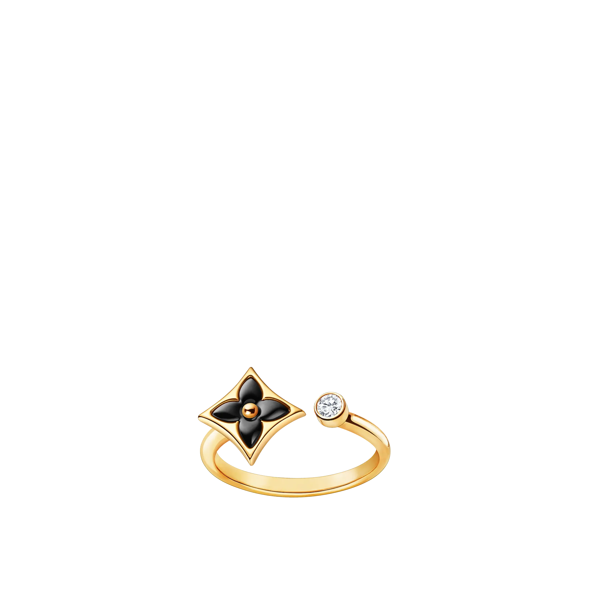 Louis Vuitton Color Blossom Mini Star Ring, Yellow Gold, Onyx And Diamond - Jewelry - Categories Q9N91F