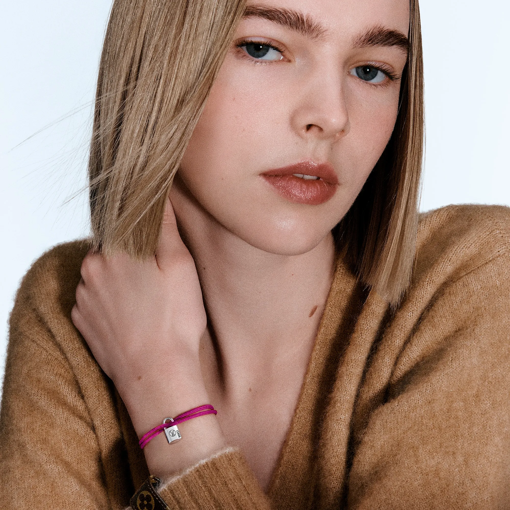 Louis Vuitton Silver Lockit Bracelet, Sterling Silver Black Laquered and Pink Polyester Cord - Jewelry - Categories QA5079