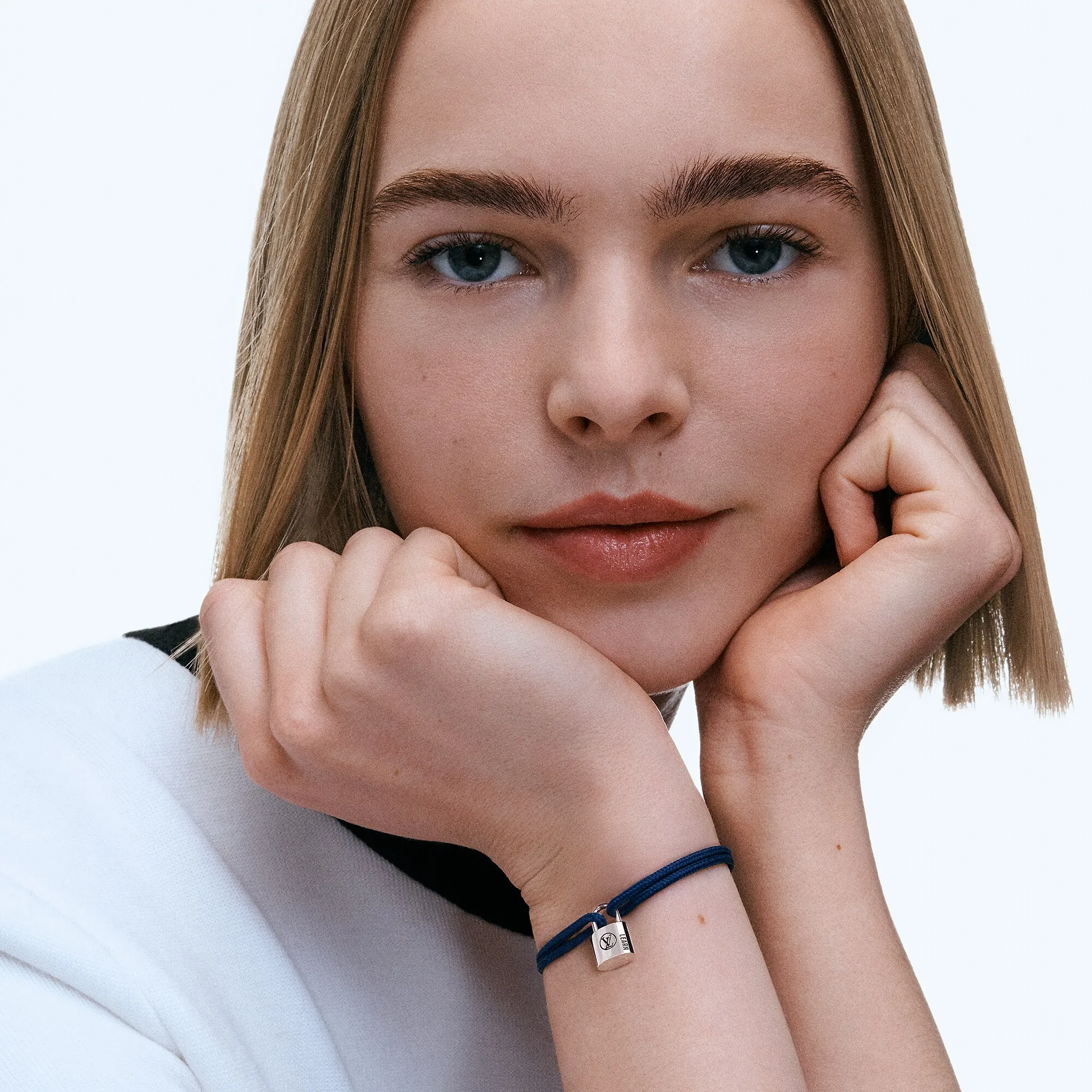 Louis Vuitton Silver Lockit Bracelet, Sterling Silver Black Laquered and Blue Polyester Cord - Jewelry - Categories QA5080