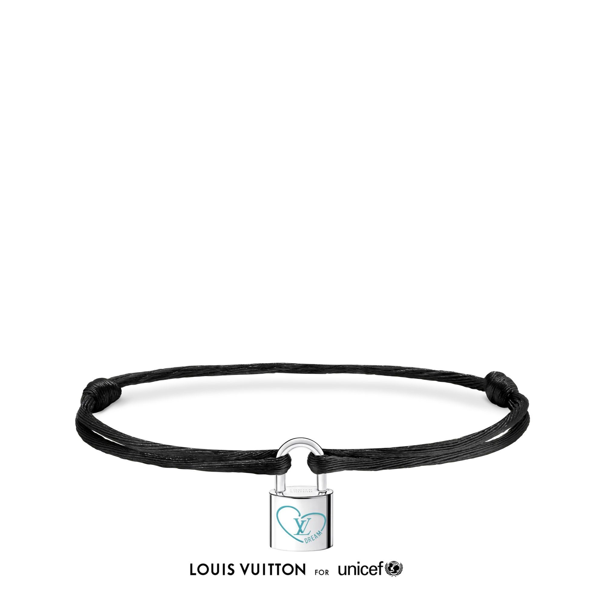 Louis Vuitton Silver Lockit x Felix Bracelet, Sterling Silver, Blue Lacquer and Polyester Cord Precious metal - Jewelry - Categories QA5312 Black