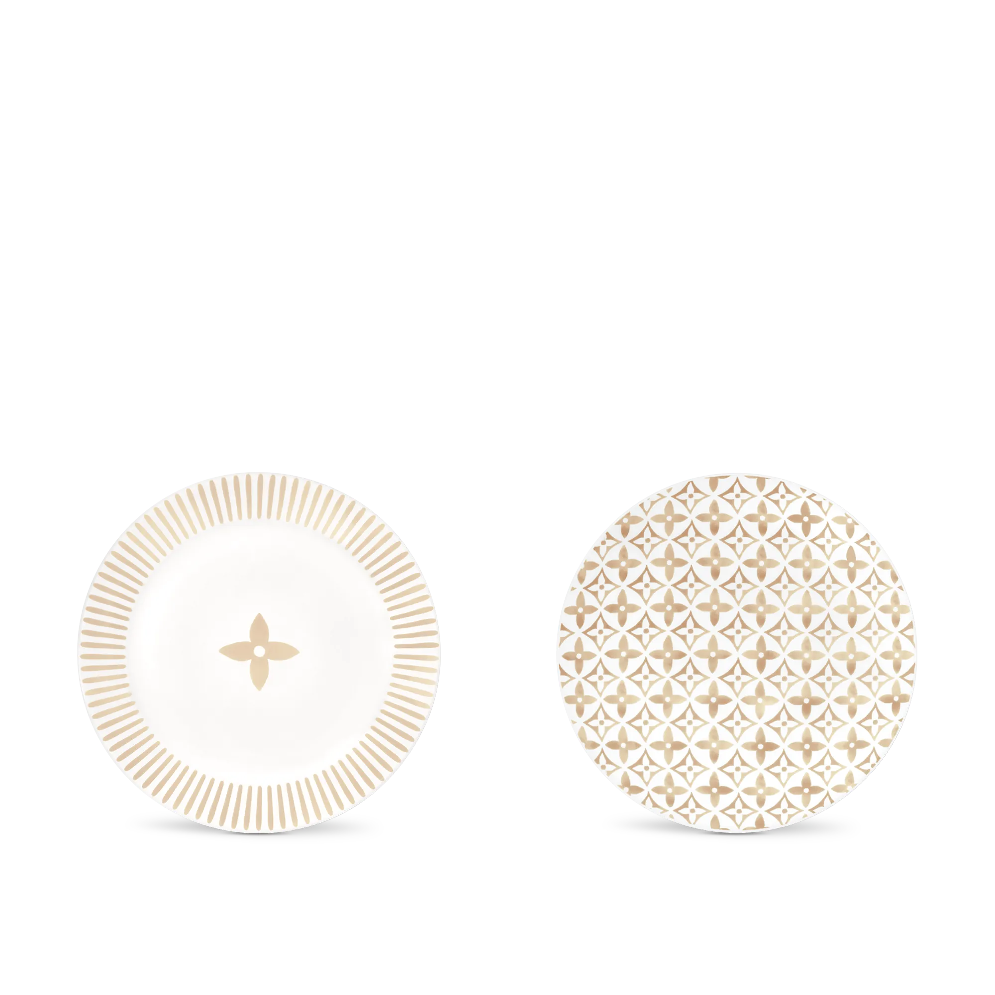 Louis Vuitton Set Of 2 Side Plates Monogram Flower Tile - Art of Living - Home R95755 Beige