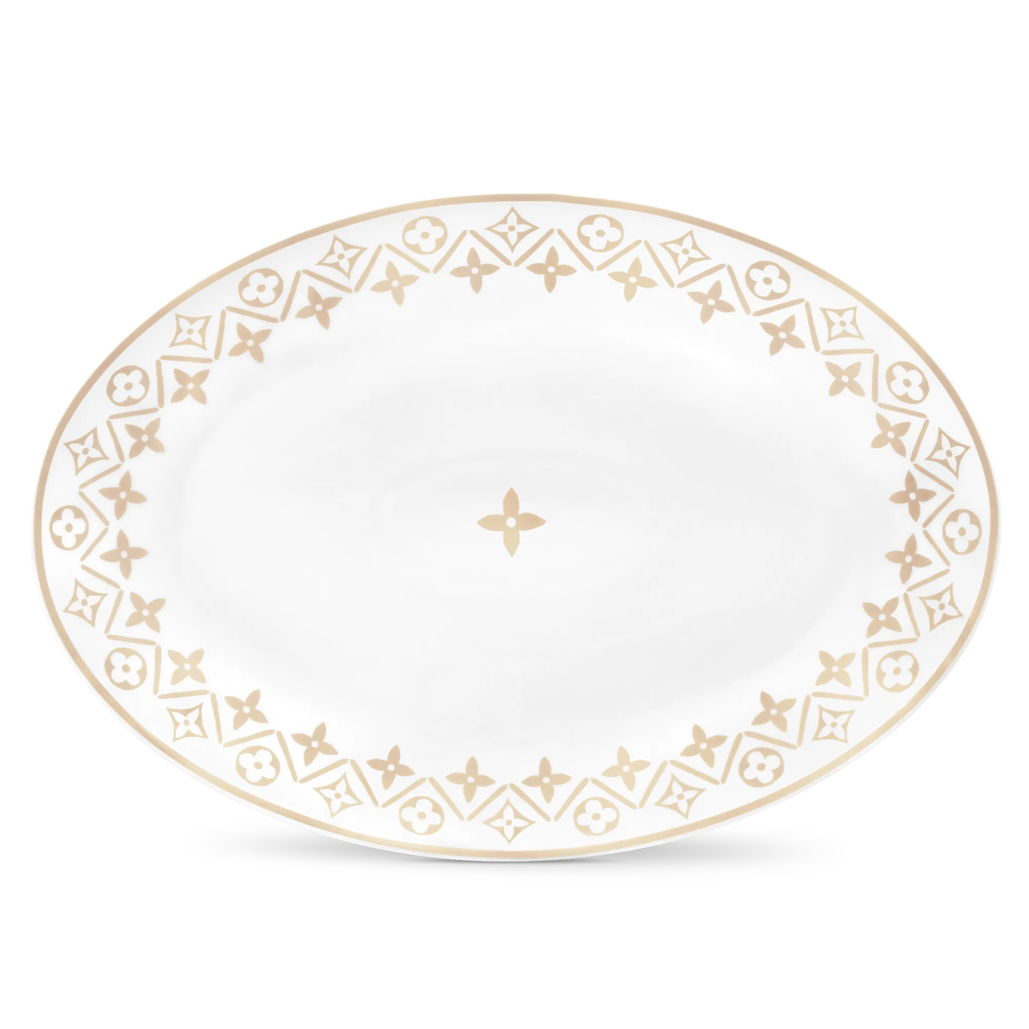 Louis Vuitton Oval Plate Monogram Flower Tile - Art of Living - Home R95756 Beige