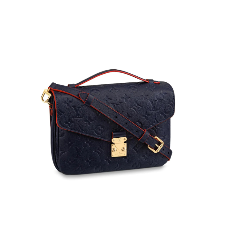 Louis Vuitton Monogram Empreinte Leather Pochette Metis M44071 Navy Blue/Red