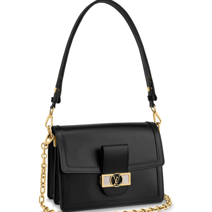 Louis Vuitton Smooth Calfskin Leather Dauphine MM Lugano M55821 Black