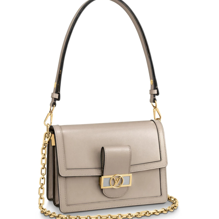 Louis Vuitton Smooth Calfskin Leather Dauphine MM Lugano M55835 Galet Gray