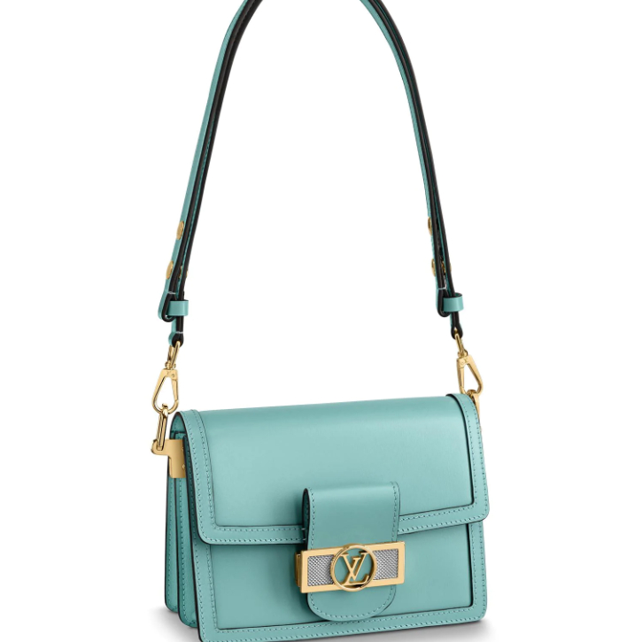 Louis Vuitton Calfskin Leather MINI Dauphine Lugano Handbag M55837 Bleu Azur Blue