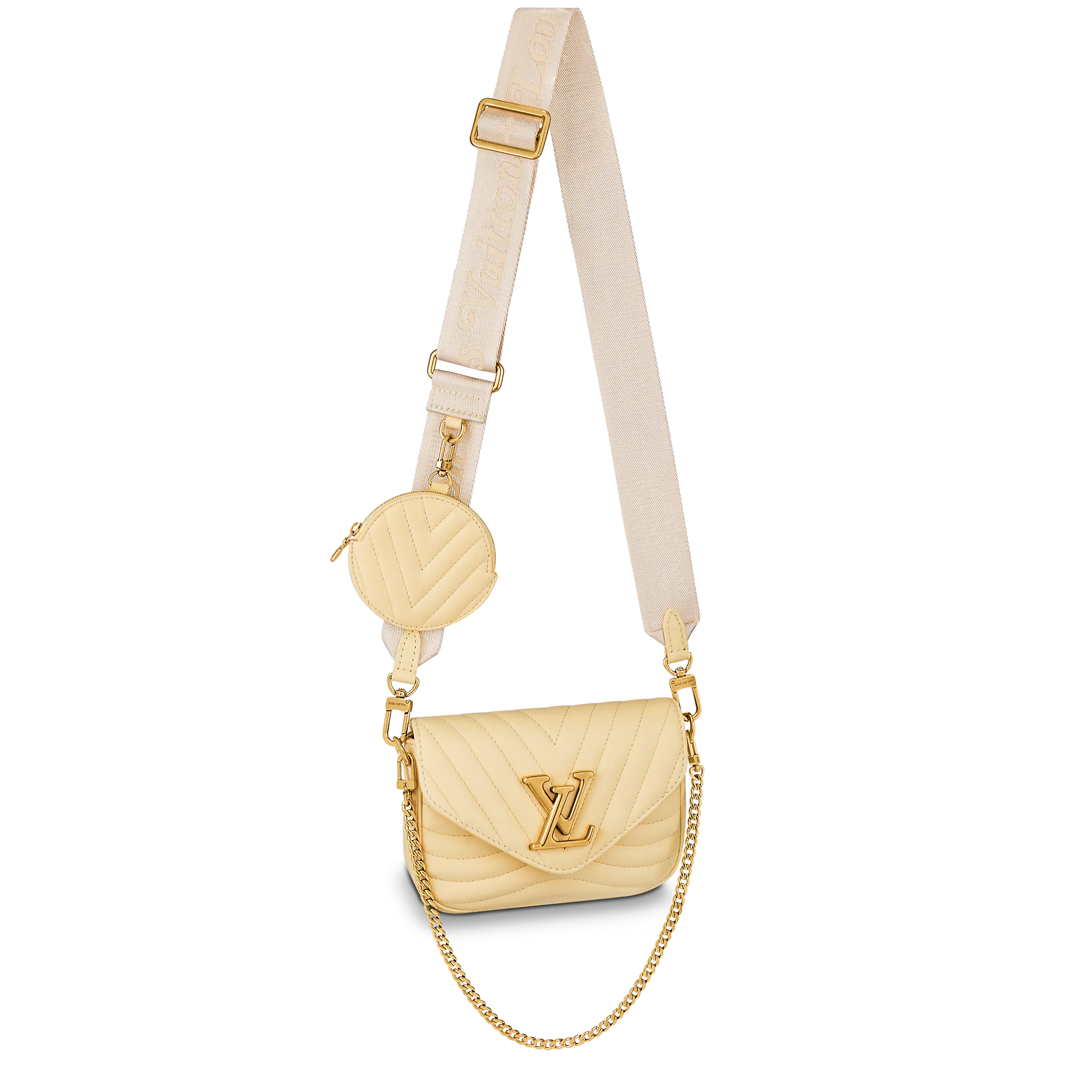 Louis Vuitton New Wave Multi Pochette Leather Crossbody M57942 Banana
