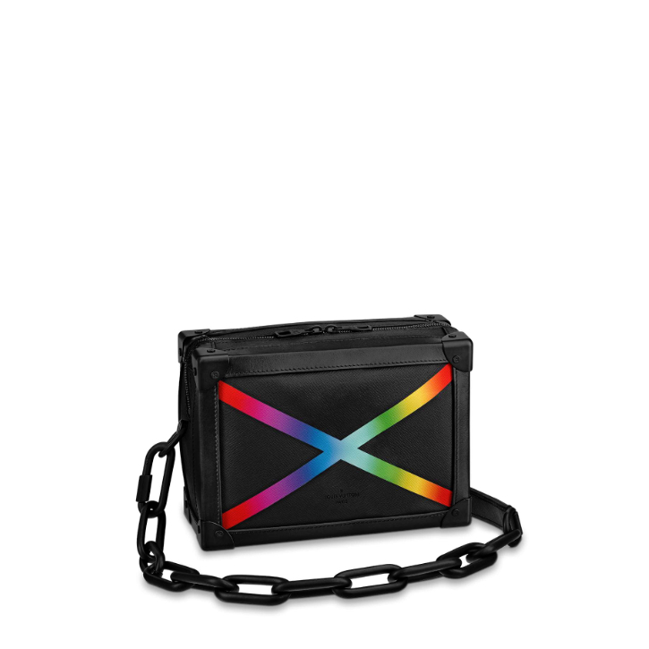 Louis Vuitton Taiga Leather rainbow Soft Trunk messenger bag M30341 Black