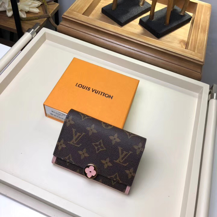 Louis Vuitton Monogram Canvas Flore Compact Wallet M64587 Magnolia Rose Ballerine Pink