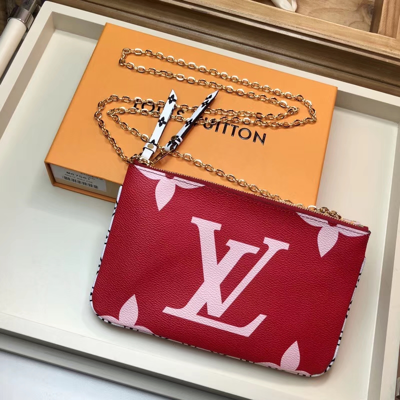 Louis Vuitton Giant Monogram Pochette Double Zip M67561 Red / Pink