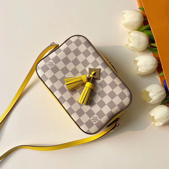 Louis Vuitton Damier Azur Canvas Saintonge Handbag N40154 Pineapple Yellow