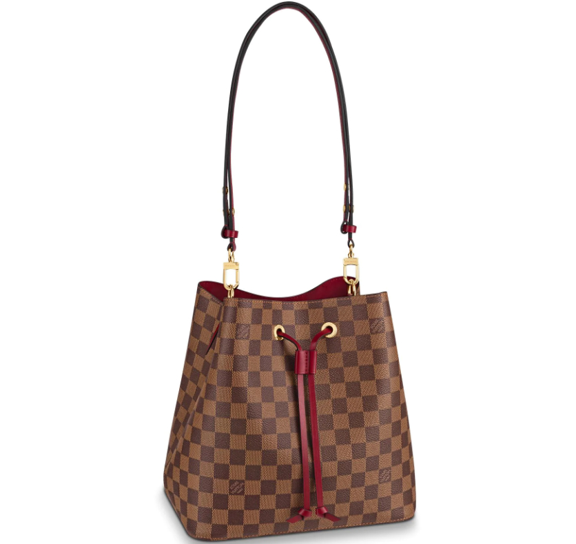 Louis Vuitton Damier Ebene Canvas NeoNoe MM Bucket Bag N40214 Cherry Berry