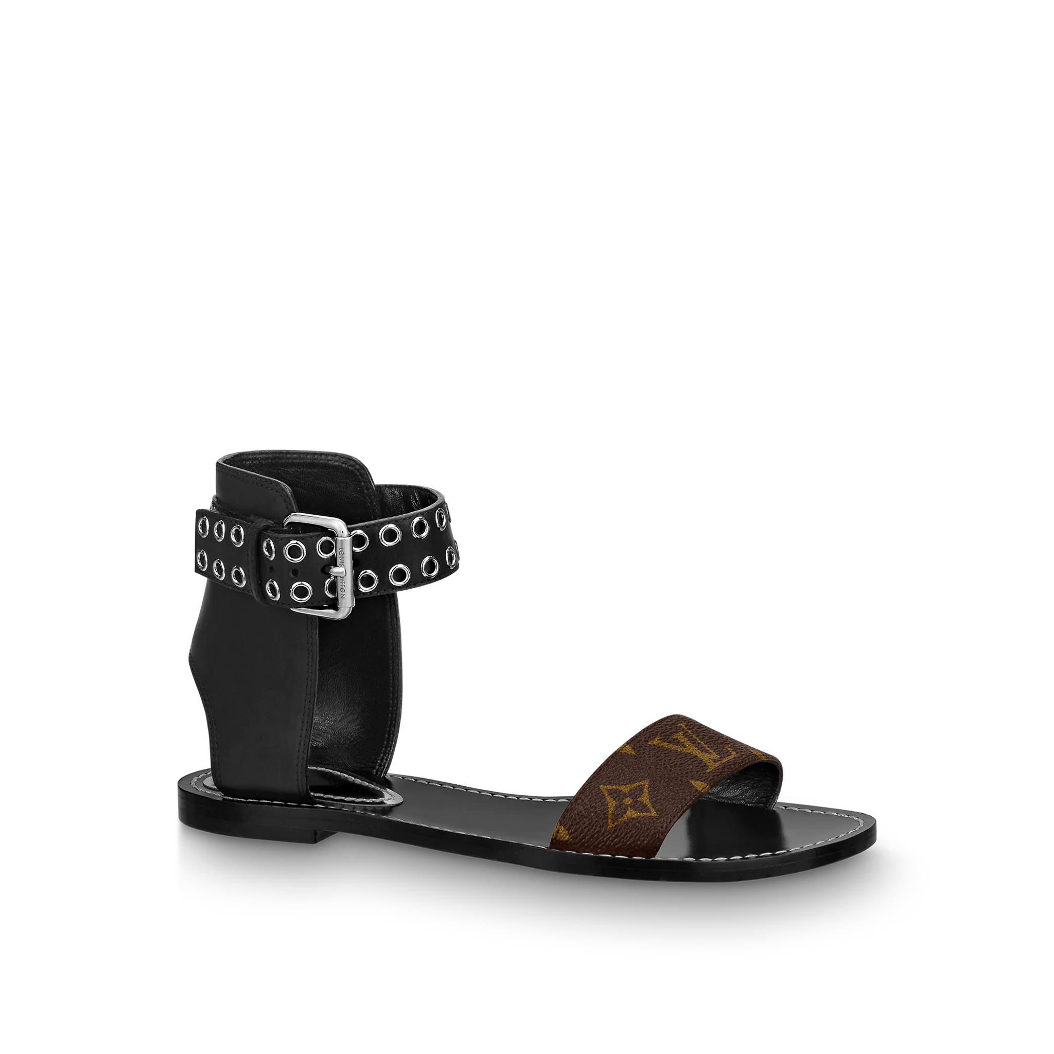 Louis Vuitton Wide Strap Gladiator - Passenger Flat Sandal, Brown 1A63ZK Black