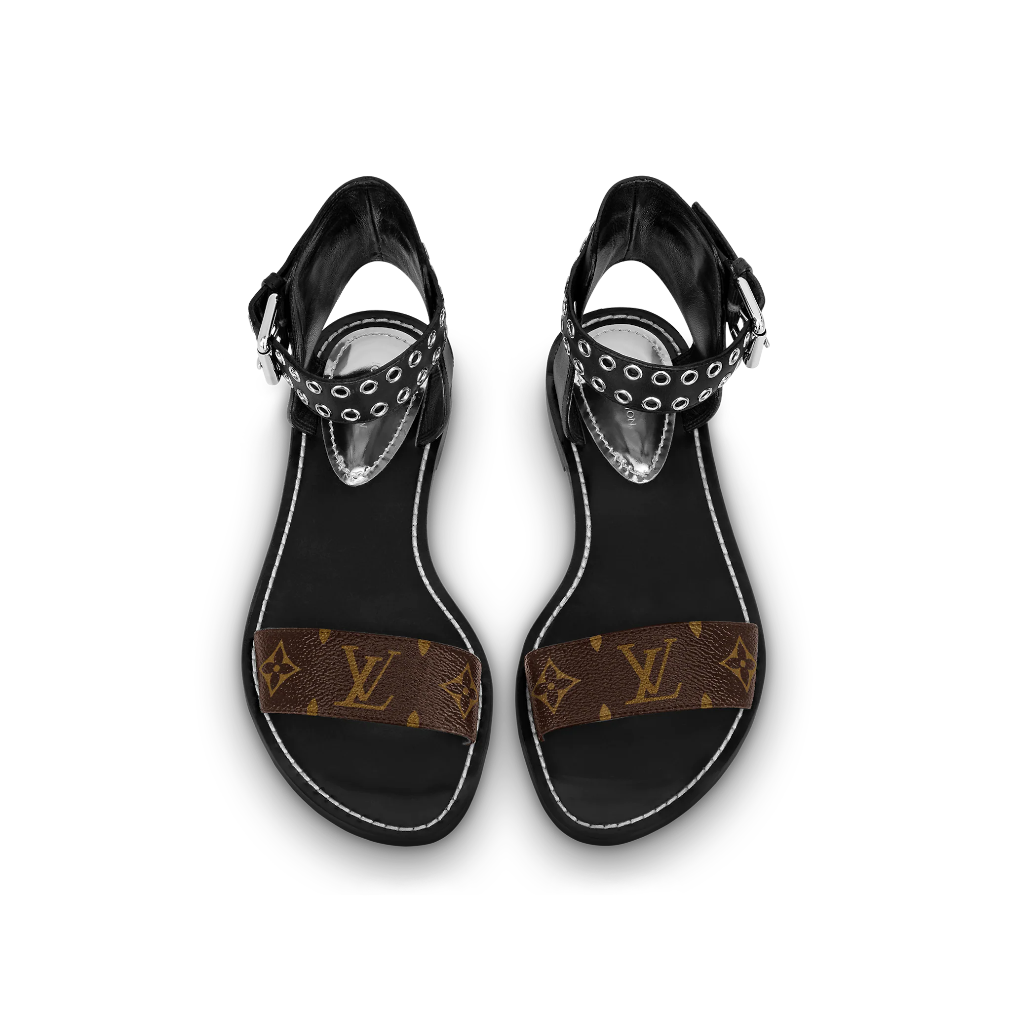 Louis Vuitton Wide Strap Gladiator - Passenger Flat Sandal, Brown 1A63ZK Black