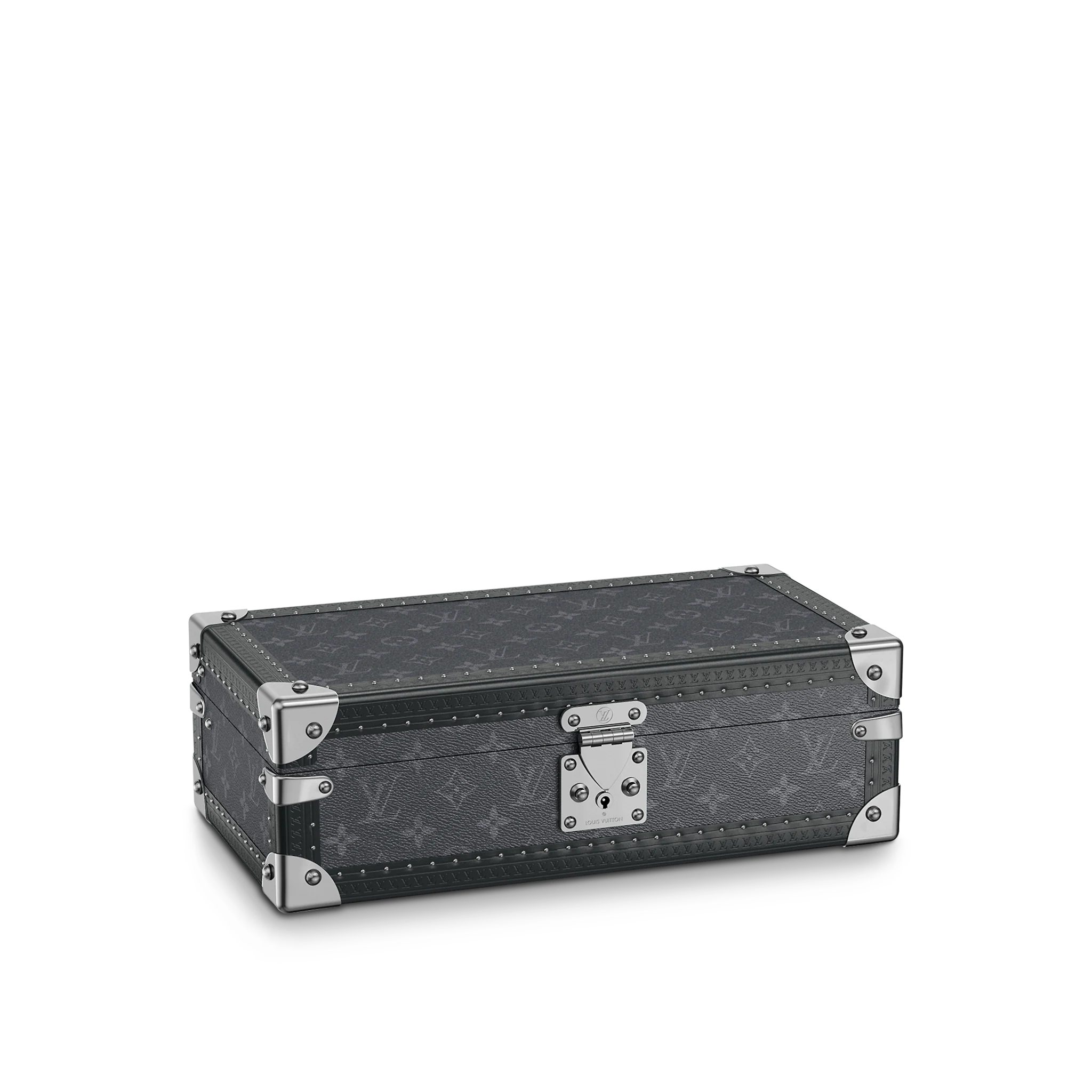 Louis Vuitton 8 Watch Case Monogram Eclipse Canvas Grey Trunks and Travel M20016