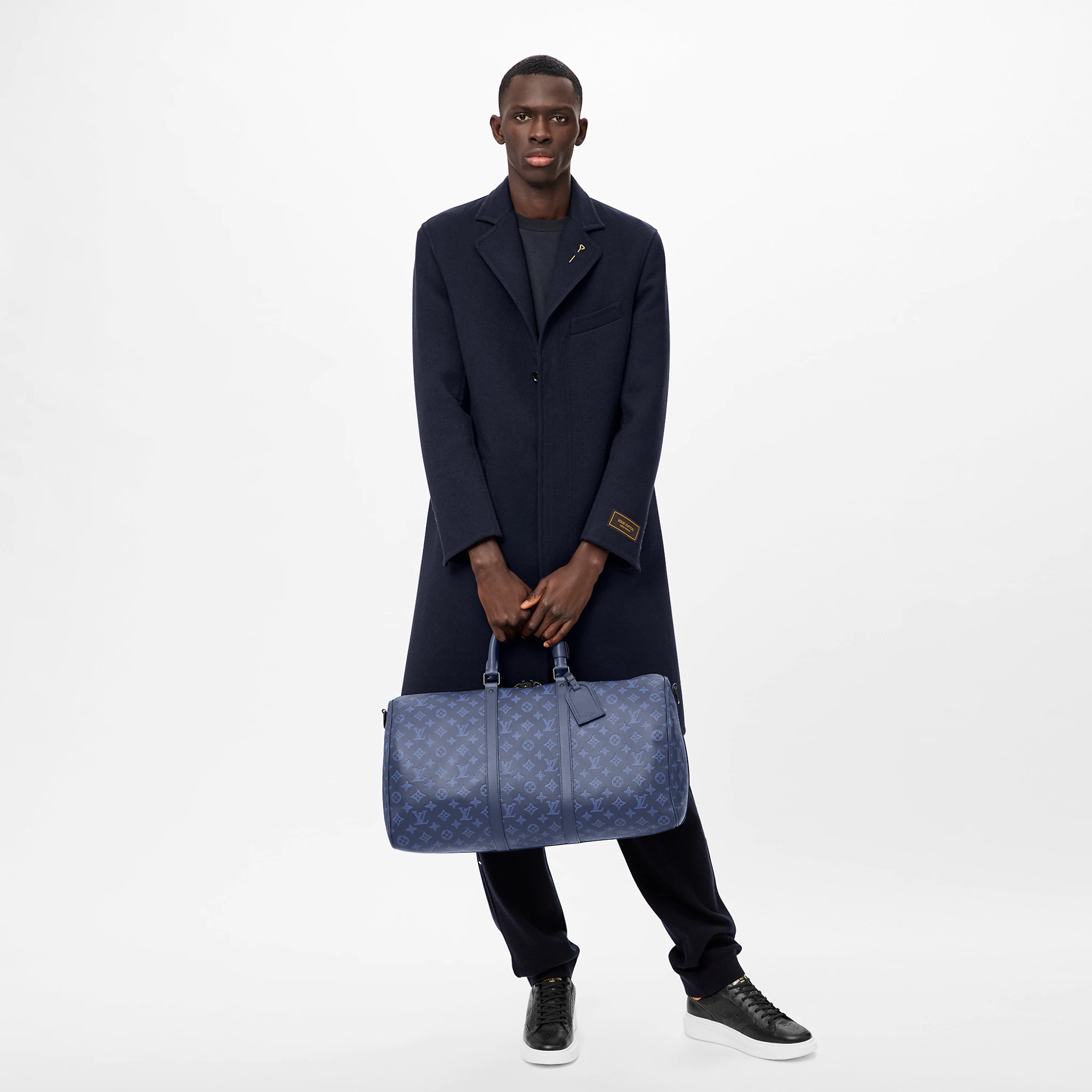 Louis Vuitton Keepall Bandoulière 50 Monogram Shadow Navy - Men - Travel M45731