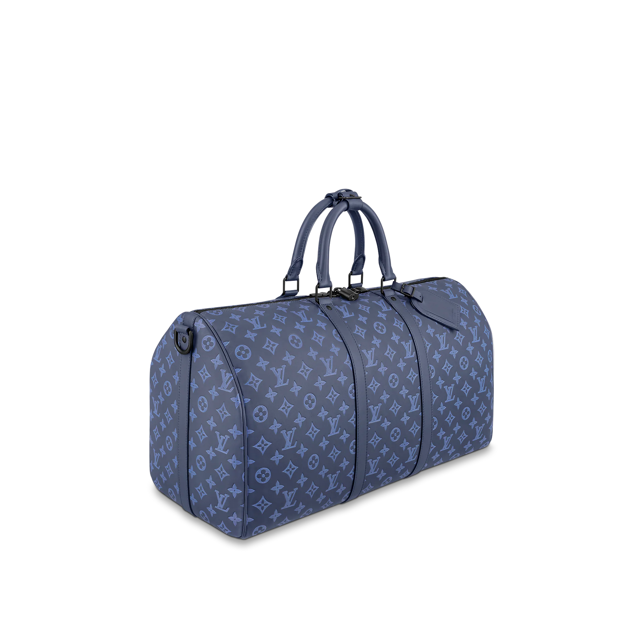 Louis Vuitton Keepall Bandoulière 50 Monogram Shadow Navy - Men - Travel M45731