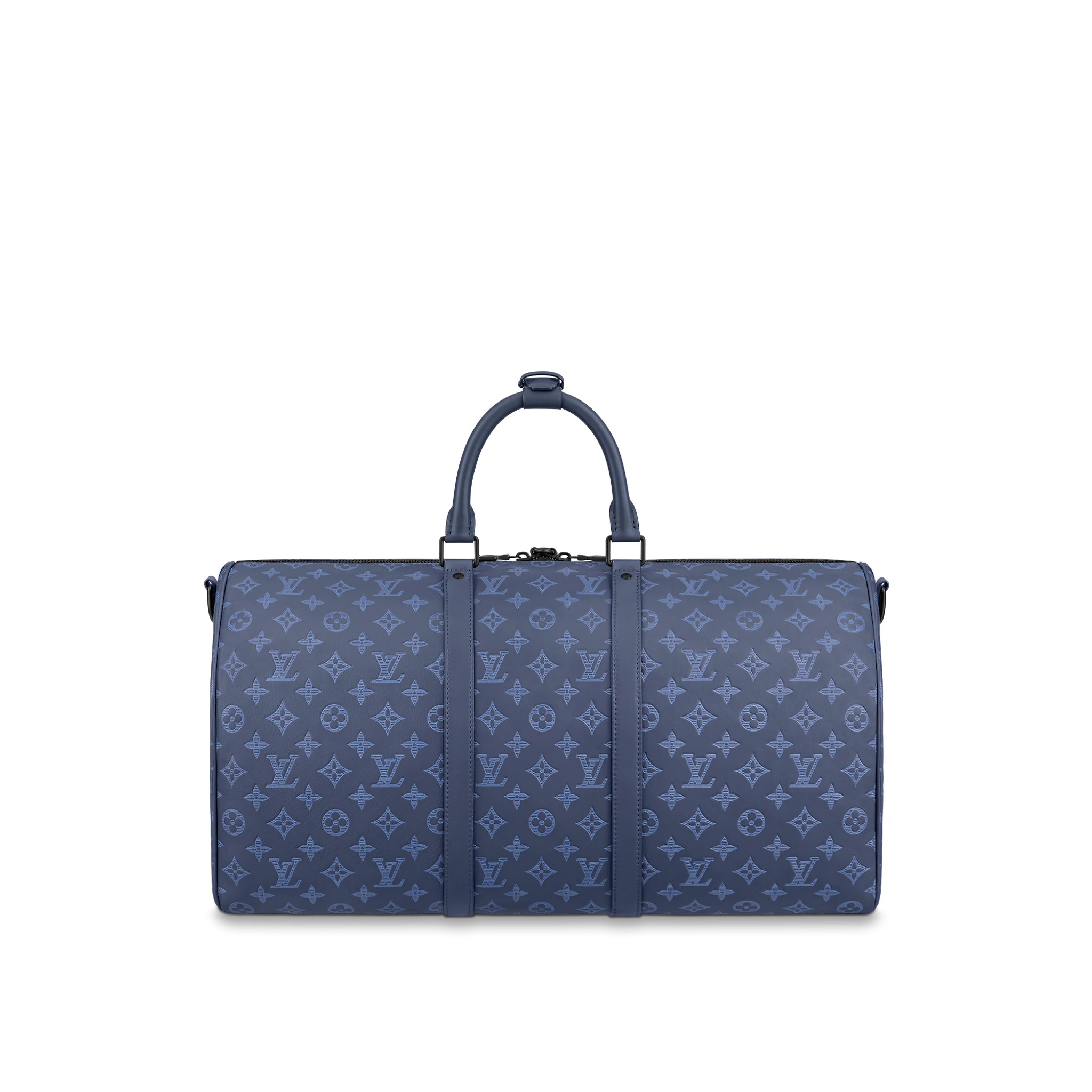 Louis Vuitton Keepall Bandoulière 50 Monogram Shadow Navy - Men - Travel M45731