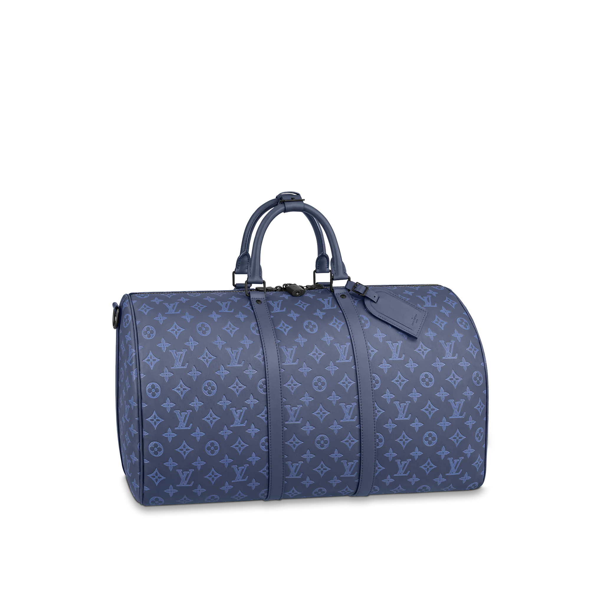 Louis Vuitton Keepall Bandoulière 50 Monogram Shadow Navy - Men - Travel M45731