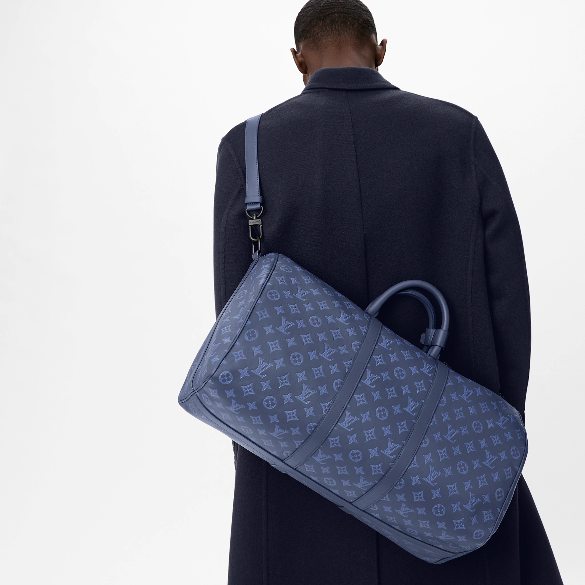 Louis Vuitton Keepall Bandoulière 50 Monogram Shadow Navy - Men - Travel M45731