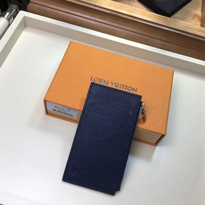 Louis Vuitton Taiga Calf Leather Coin Card Holder M62914 Navy
