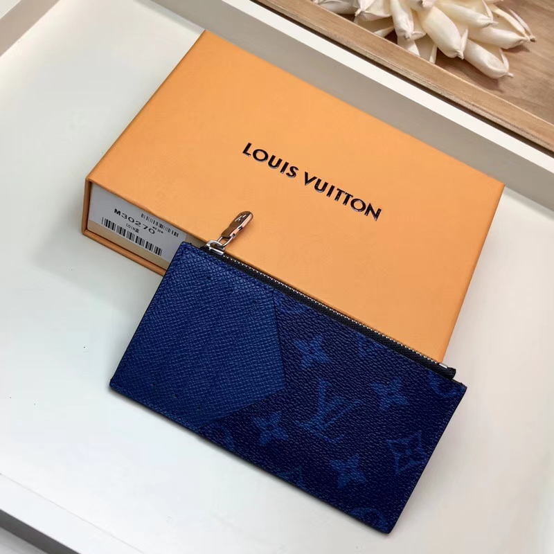 Louis Vuitton Taigarama Coin Card Holder Men M30270 Cobalt Navy Blue